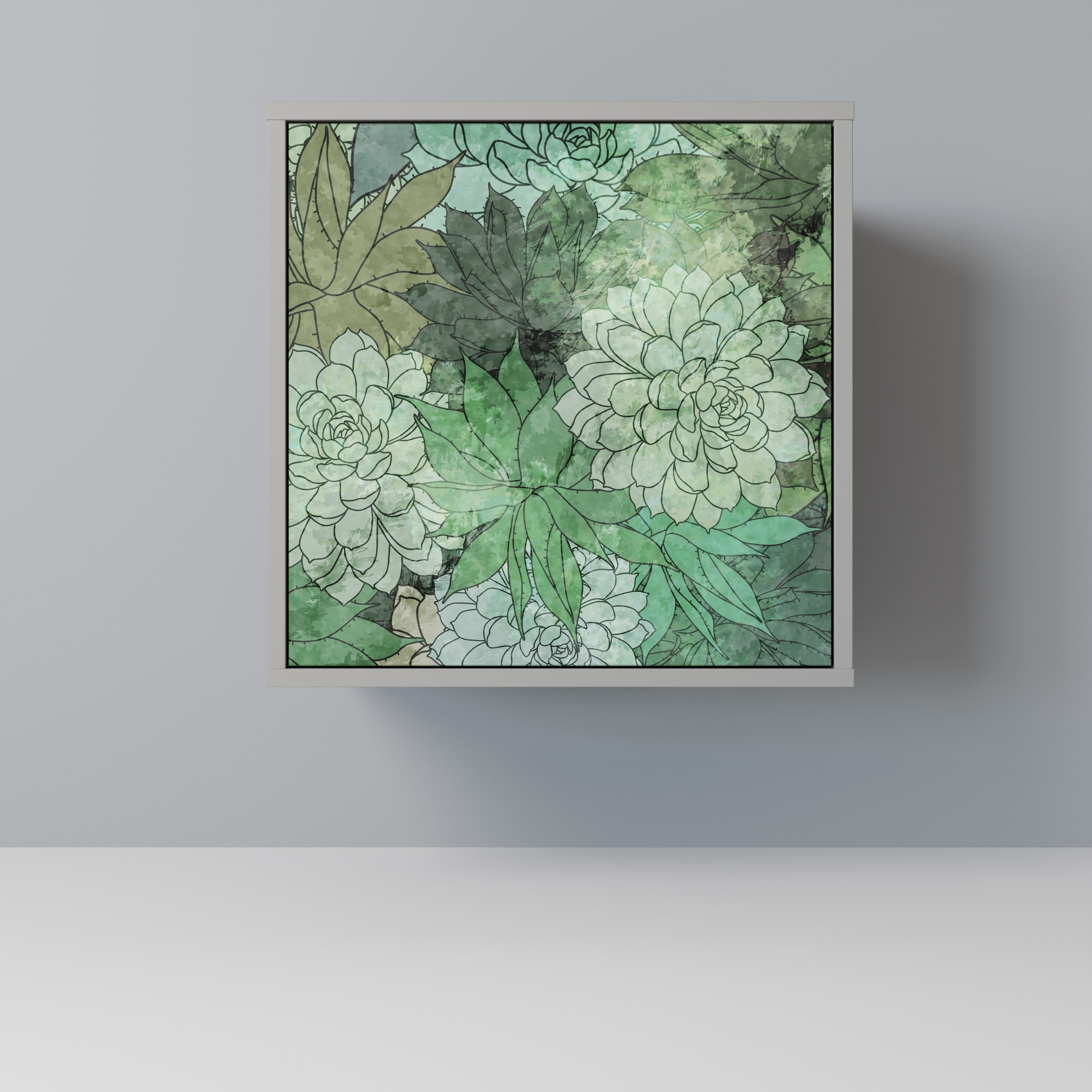 SUCCULENT CLUSTER 1-Door Sideboard in Grey Finish