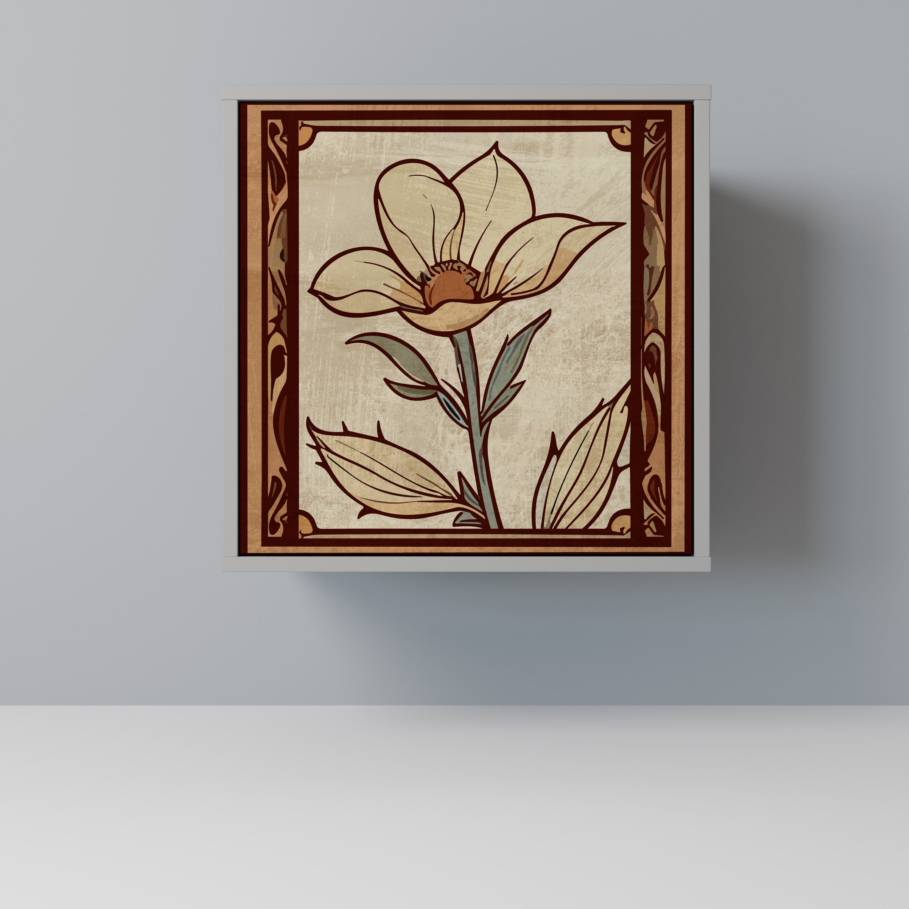 TIMELESS FLORA Aparador de 1 Porta em Acabamento Cinzento