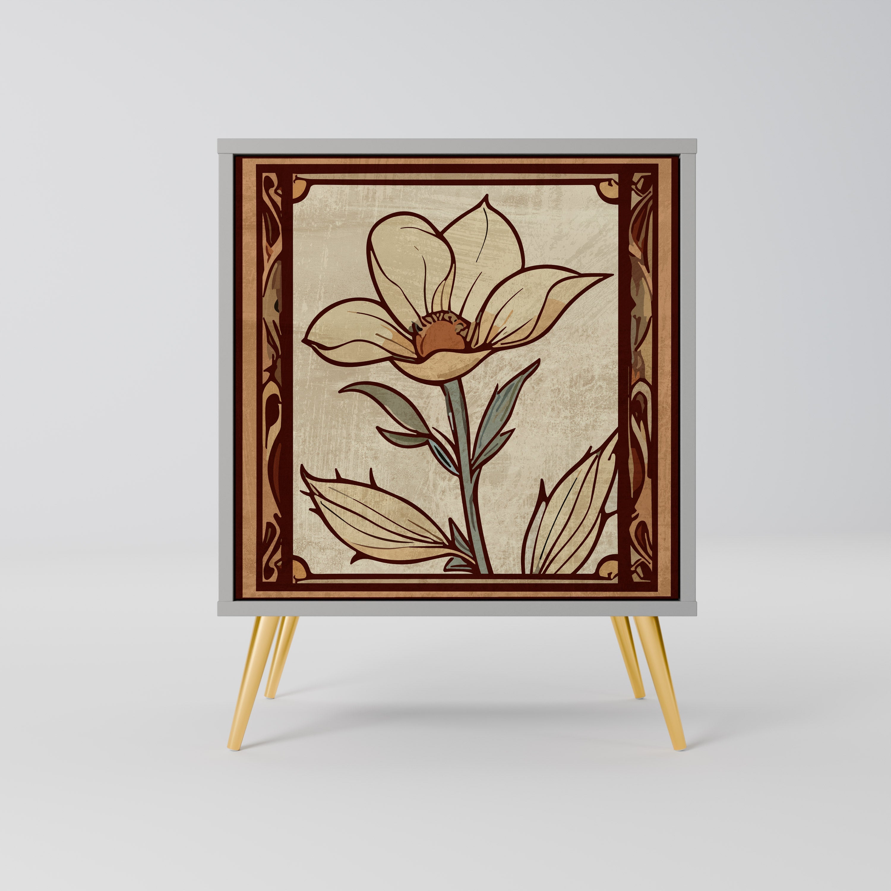 TIMELESS FLORA Aparador de 1 Porta em Acabamento Cinzento