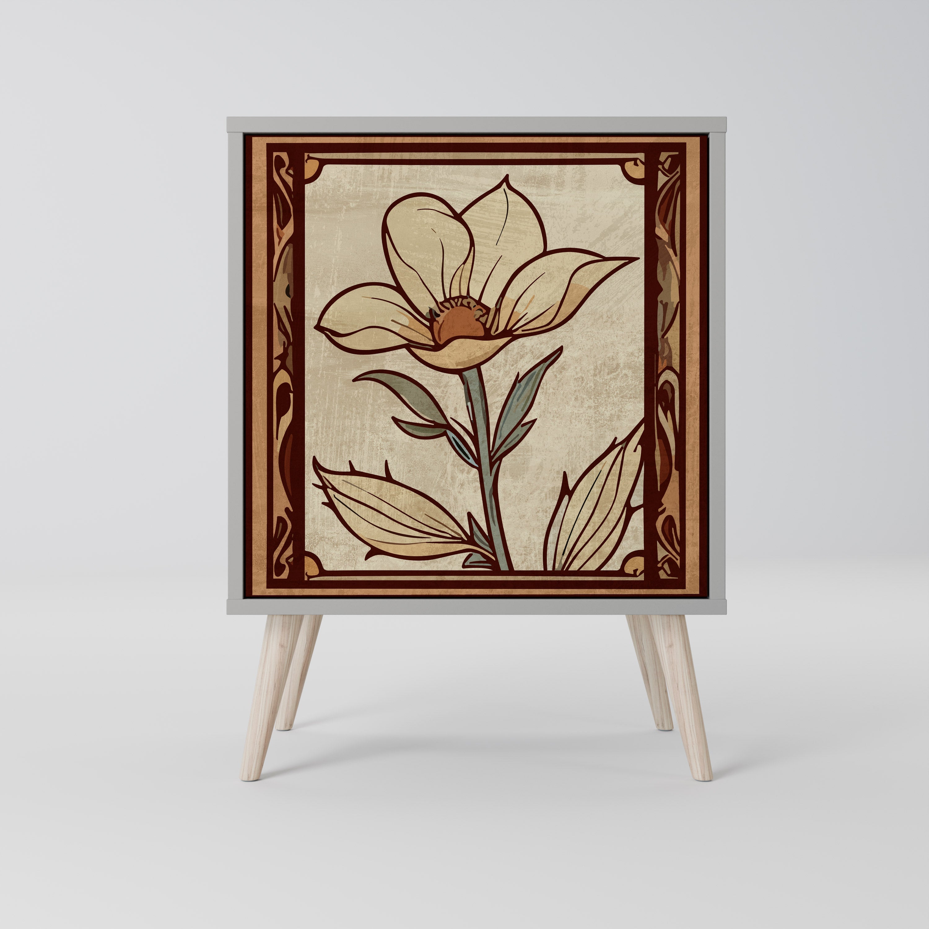 TIMELESS FLORA Aparador de 1 Porta em Acabamento Cinzento