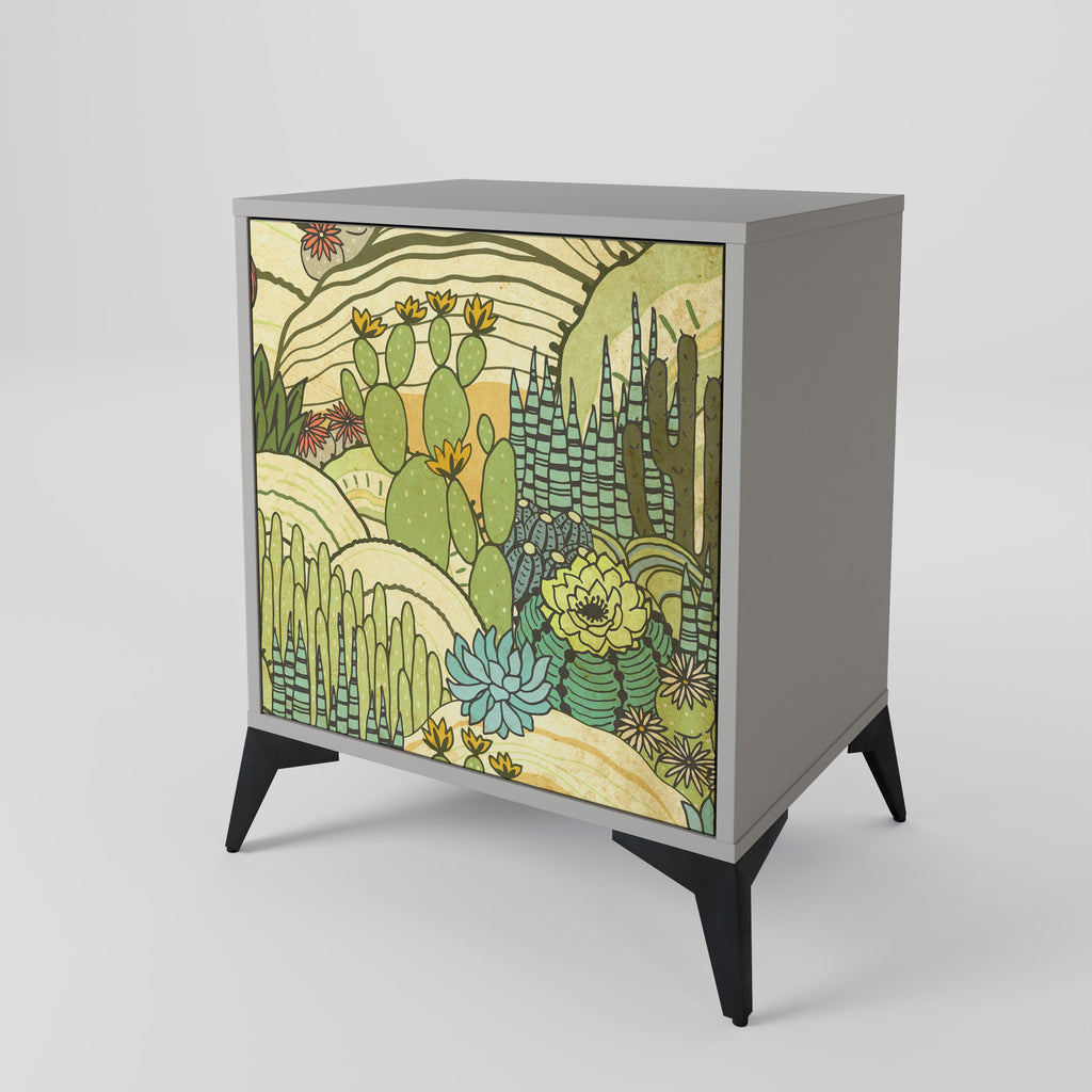 SUCCULENTS KALEIDOSCOPE 1-Door Sideboard in Grey Finish