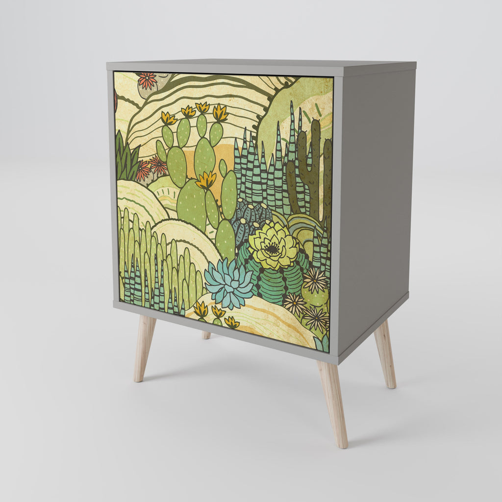 SUCCULENTS KALEIDOSCOPE 1-Door Sideboard in Grey Finish