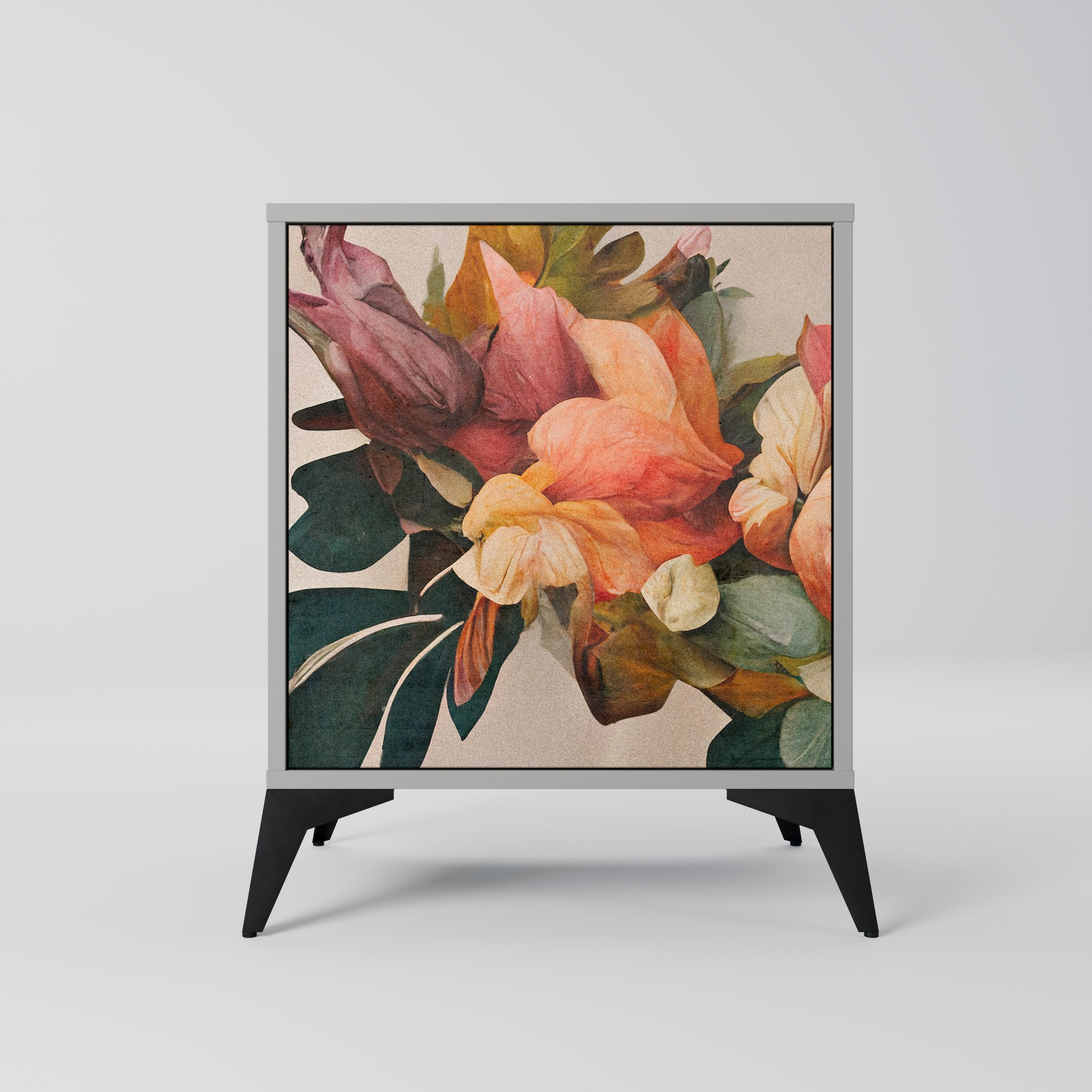 STYLISH BEAUTY Aparador de 1 Porta em Acabamento Cinzento