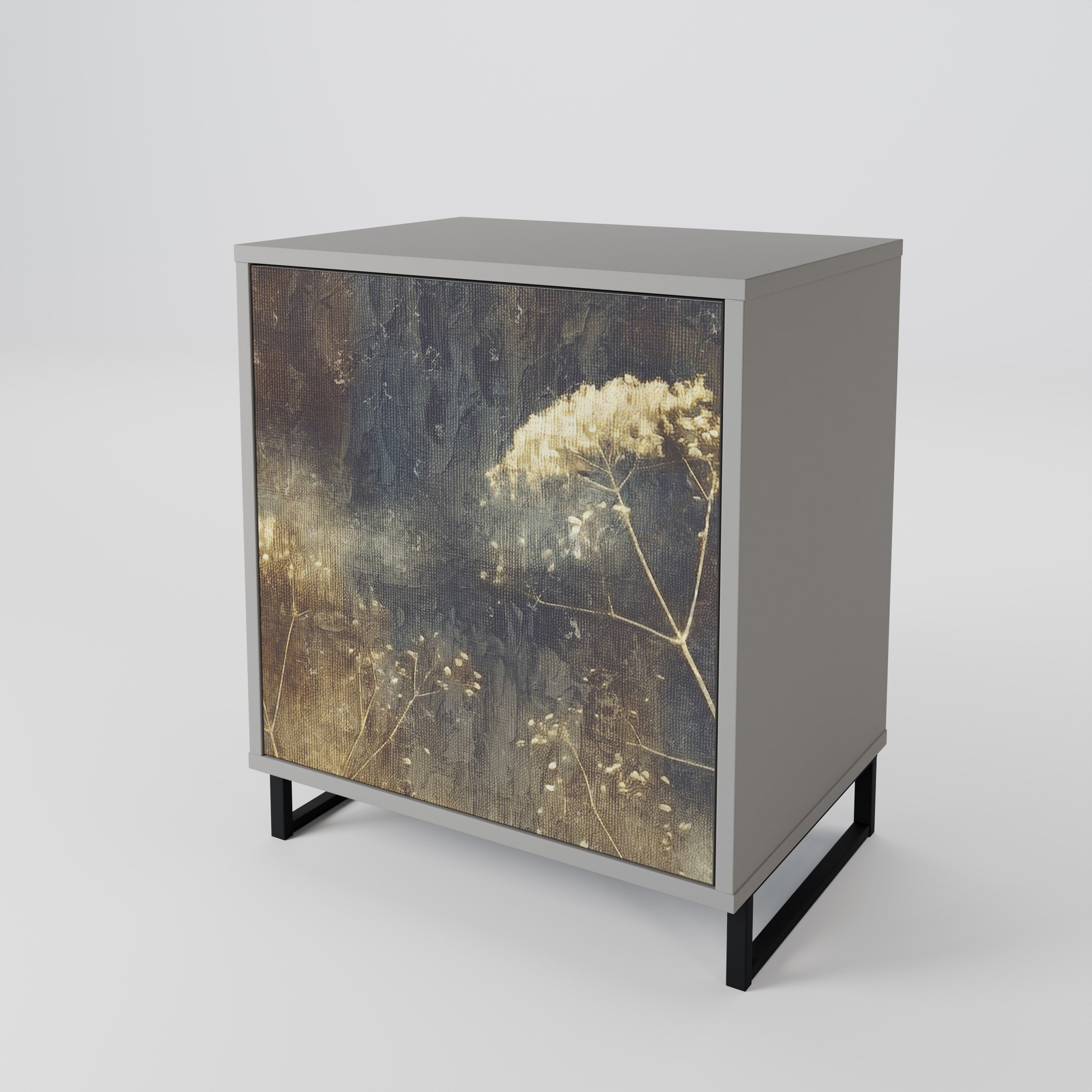 GENTLE POWER 1-Door Sideboard in Grey Finish