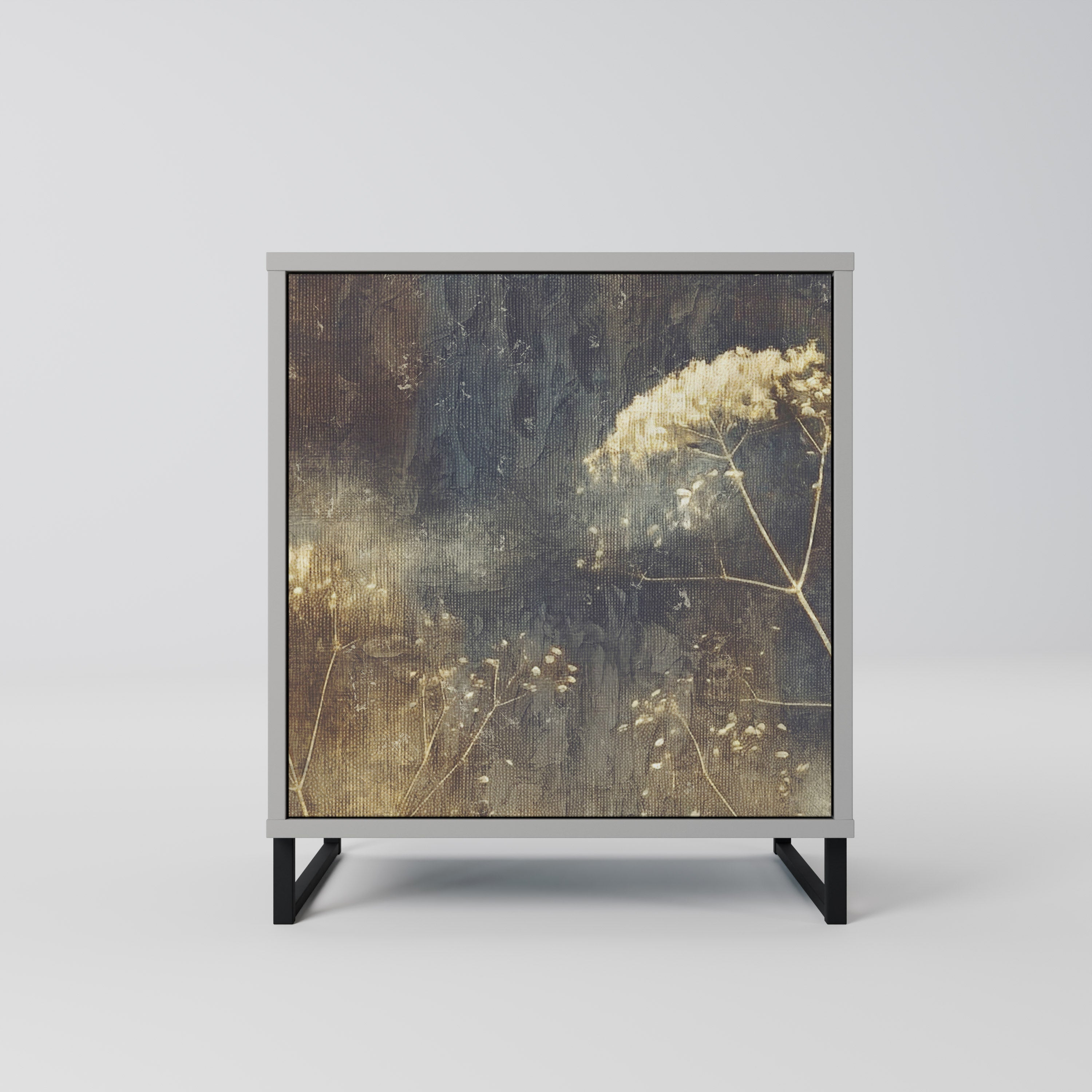 GENTLE POWER 1-Door Sideboard in Grey Finish