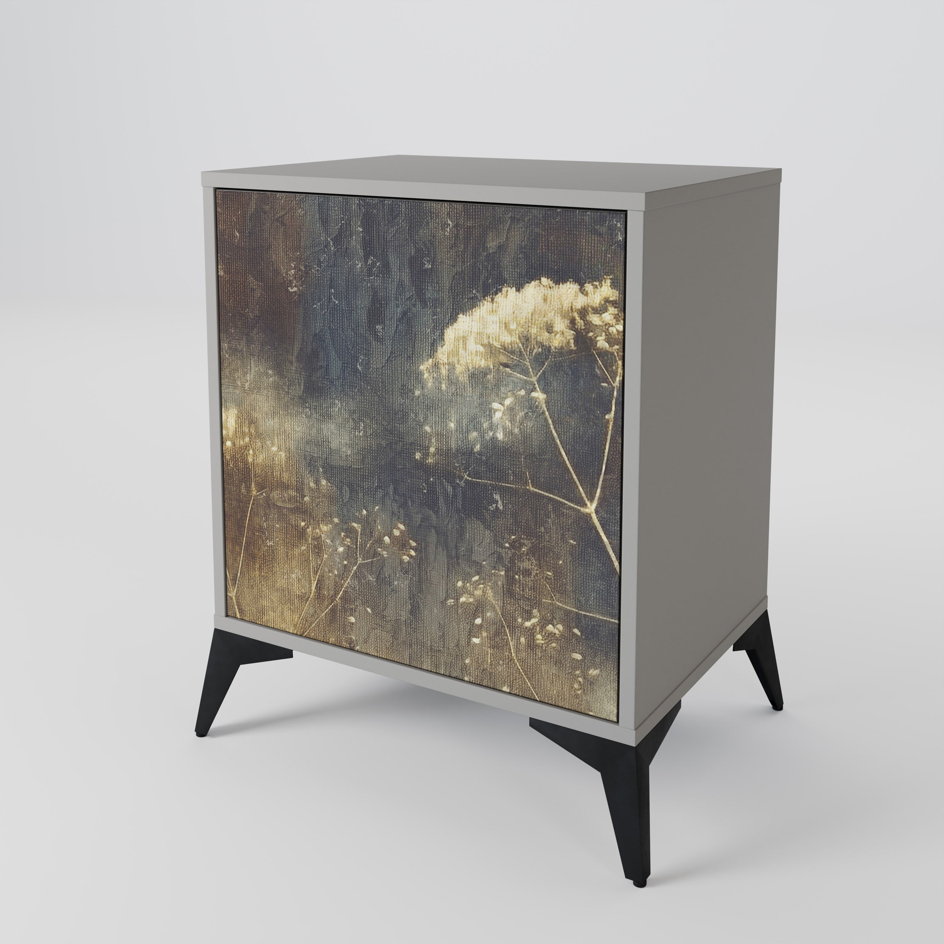 GENTLE POWER 1-Door Sideboard in Grey Finish