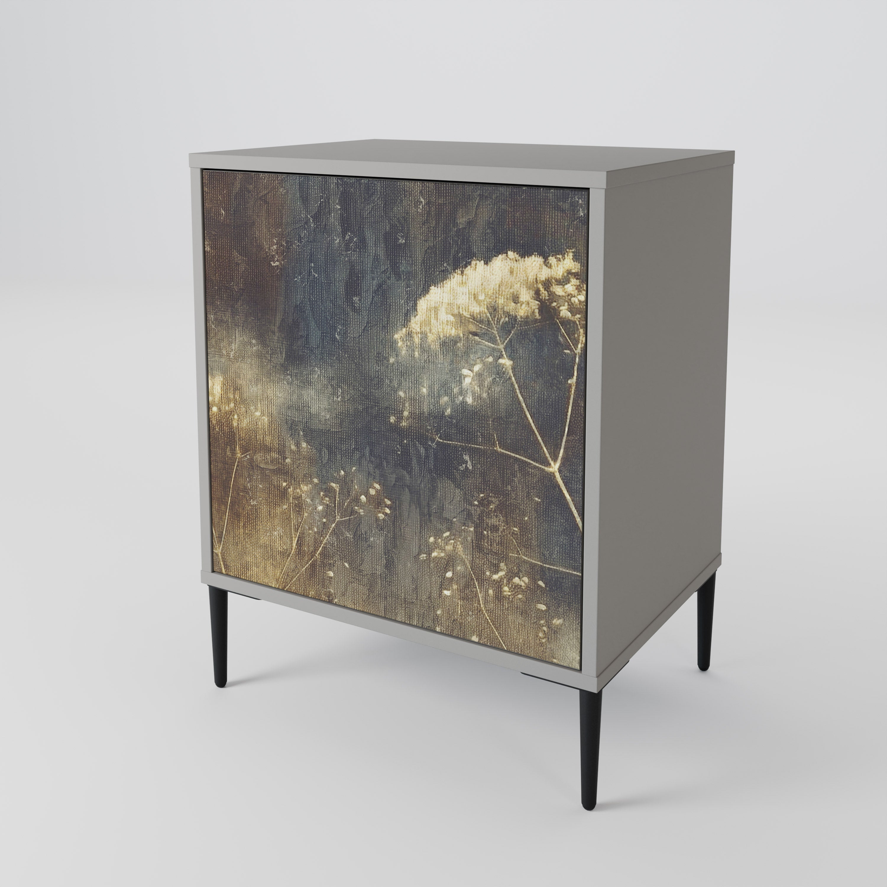 GENTLE POWER 1-Door Sideboard in Grey Finish