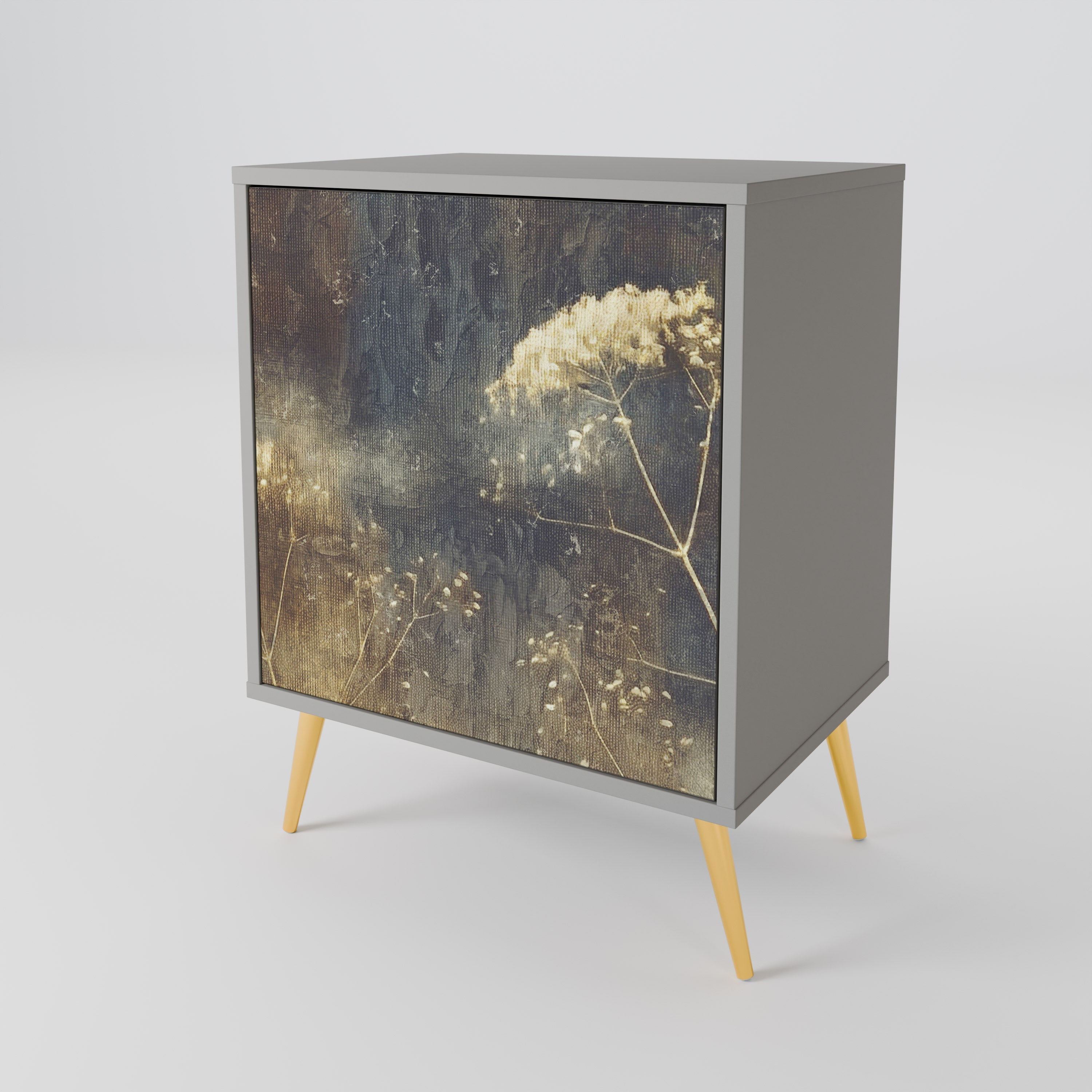 GENTLE POWER 1-Door Sideboard in Grey Finish