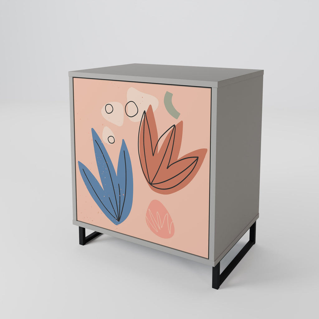 PASTEL DESTINY 1-Door Sideboard in Grey Finish