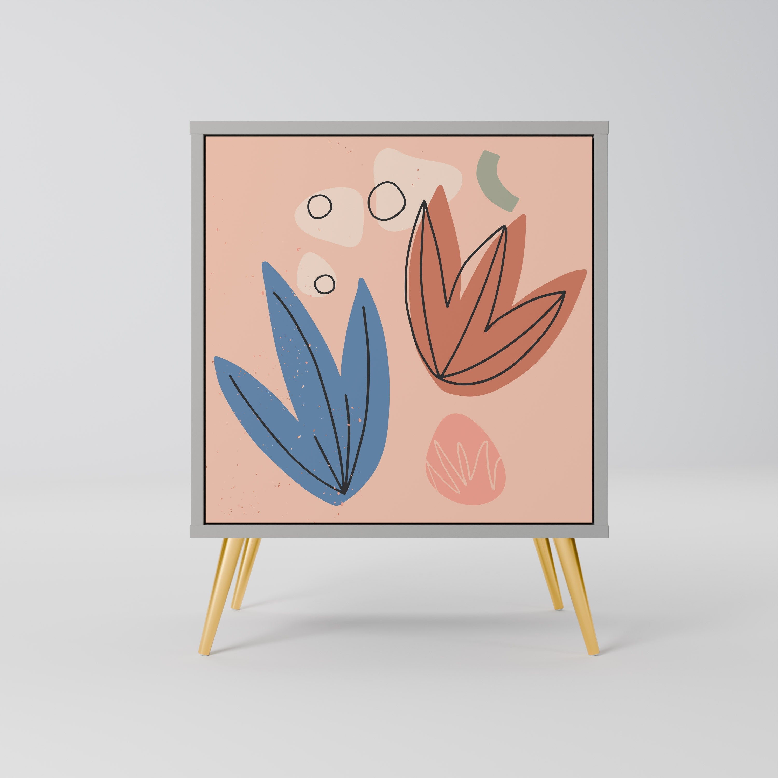 PASTEL DESTINY 1-Door Sideboard in Grey Finish