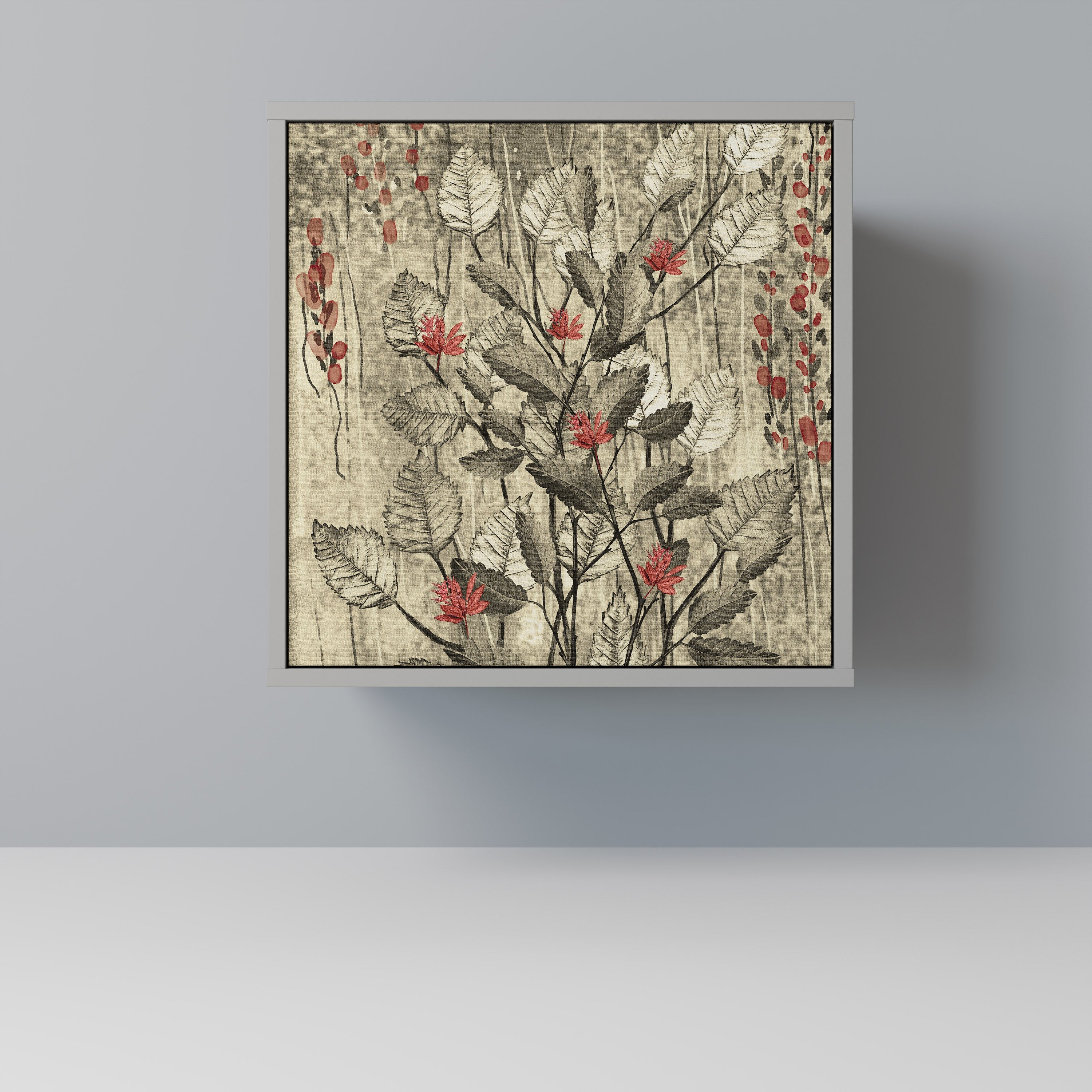 HERBAL GRACE 1-Door Sideboard in Grey Finish