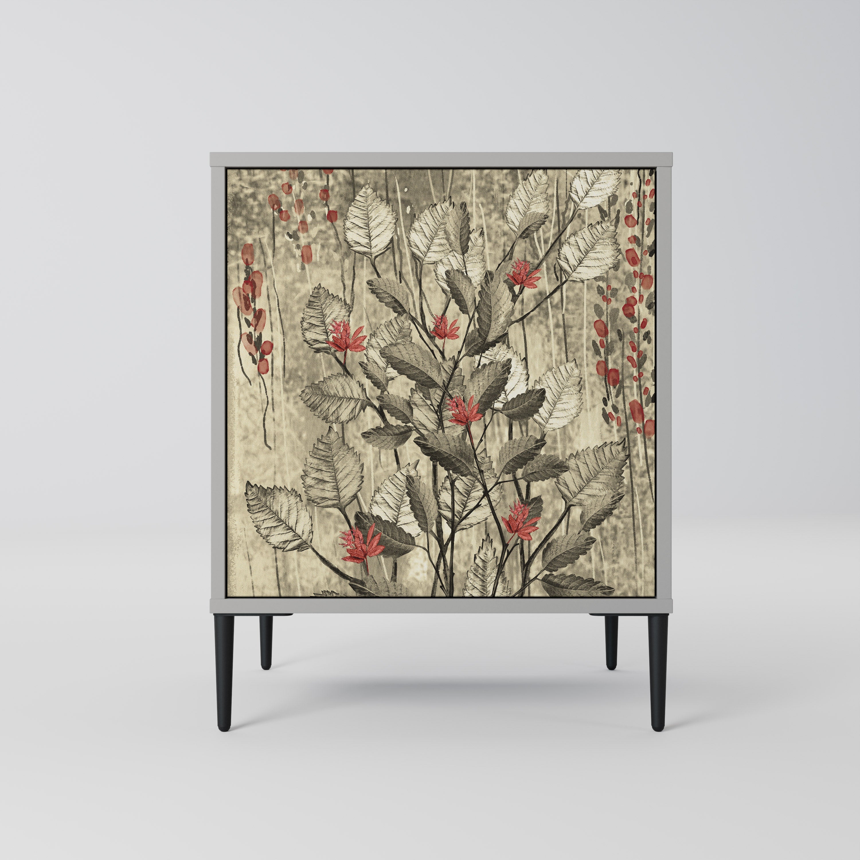 HERBAL GRACE 1-Door Sideboard in Grey Finish