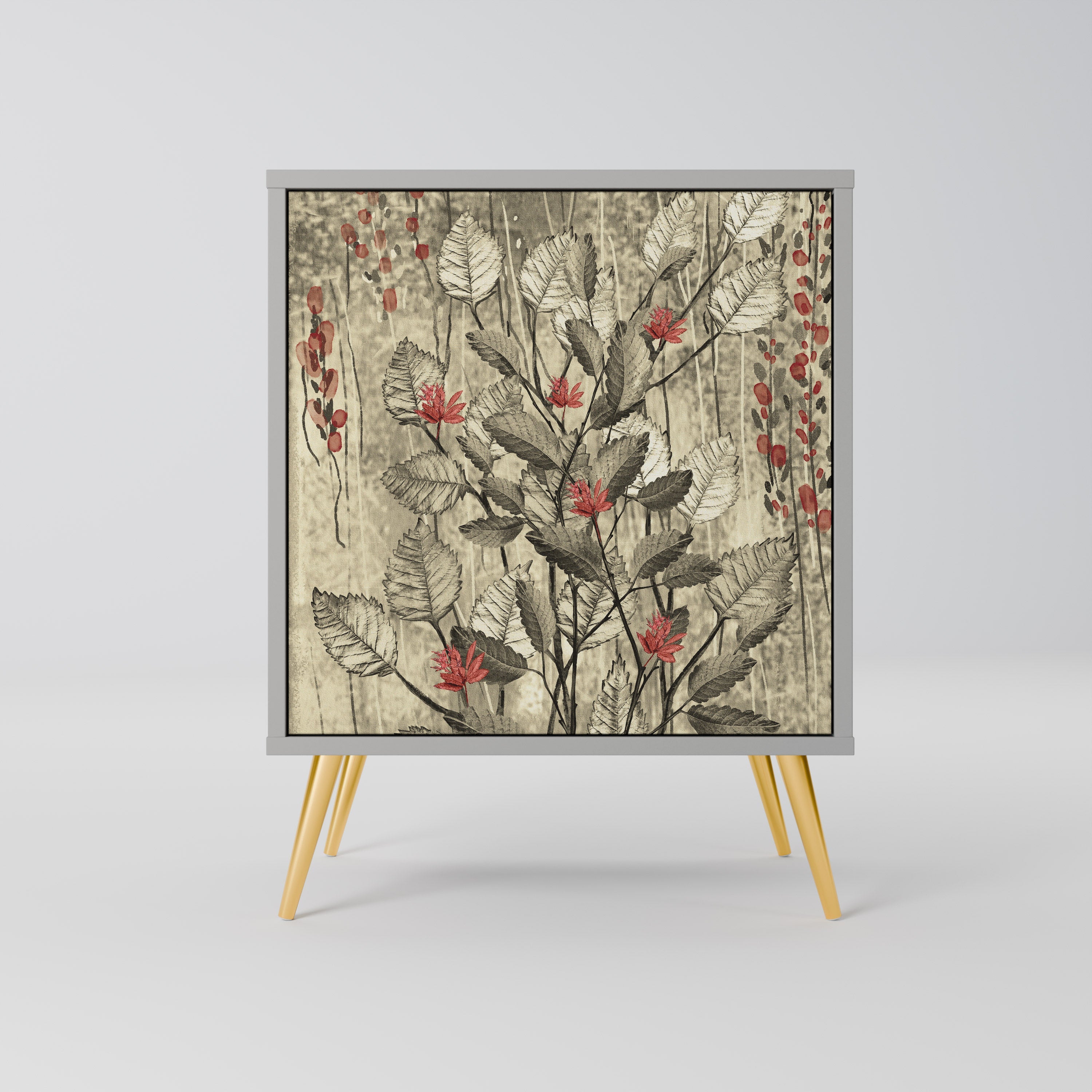 HERBAL GRACE 1-Door Sideboard in Grey Finish