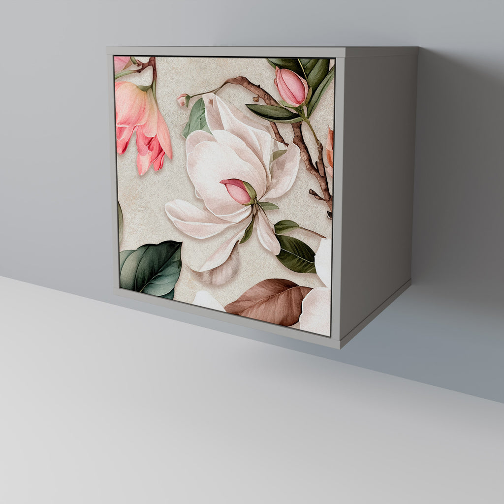 FLORAL GRACE Aparador de 1 Porta em Acabamento Cinzento