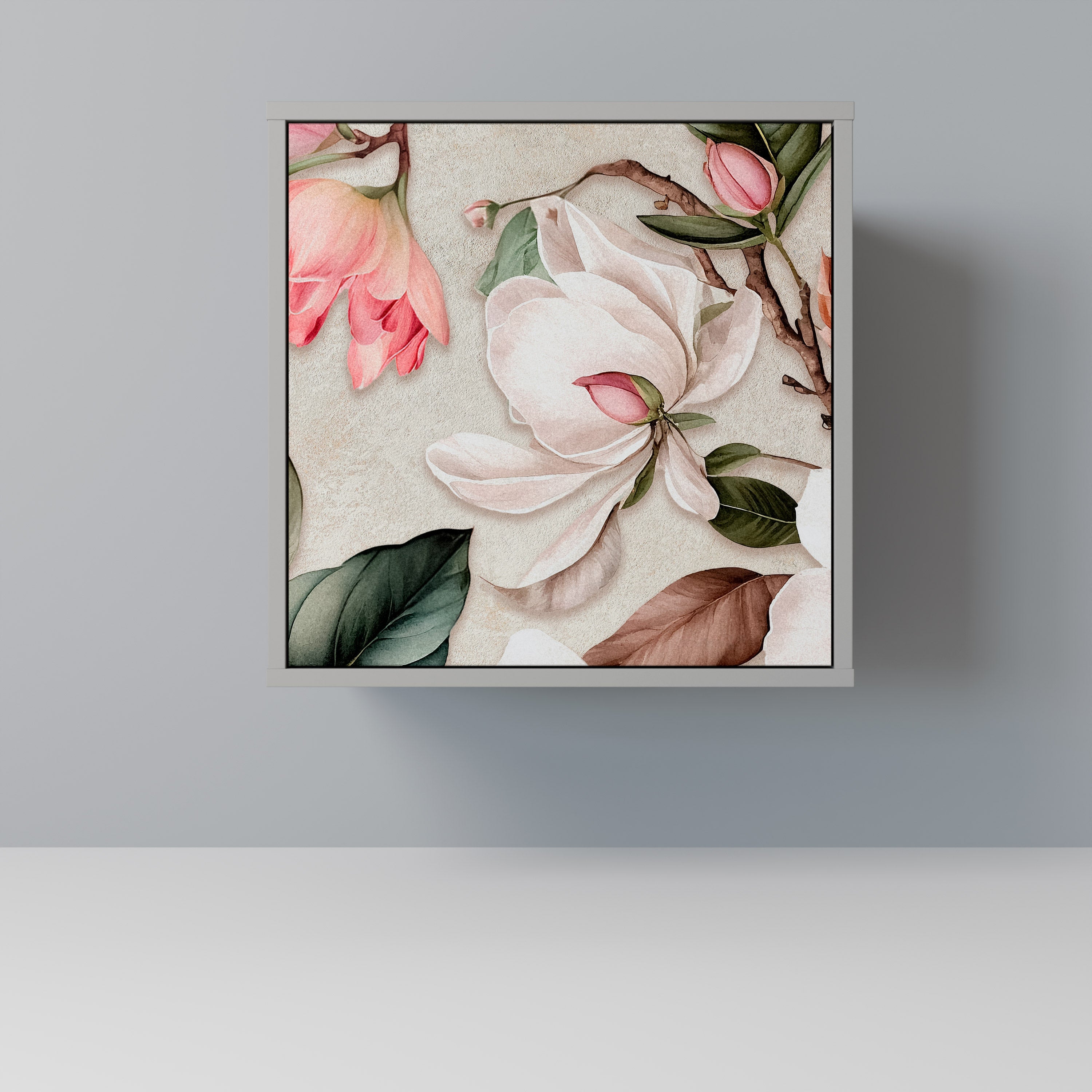 FLORAL GRACE Aparador de 1 Porta em Acabamento Cinzento