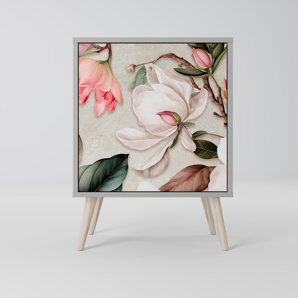 FLORAL GRACE Aparador de 1 Porta em Acabamento Cinzento