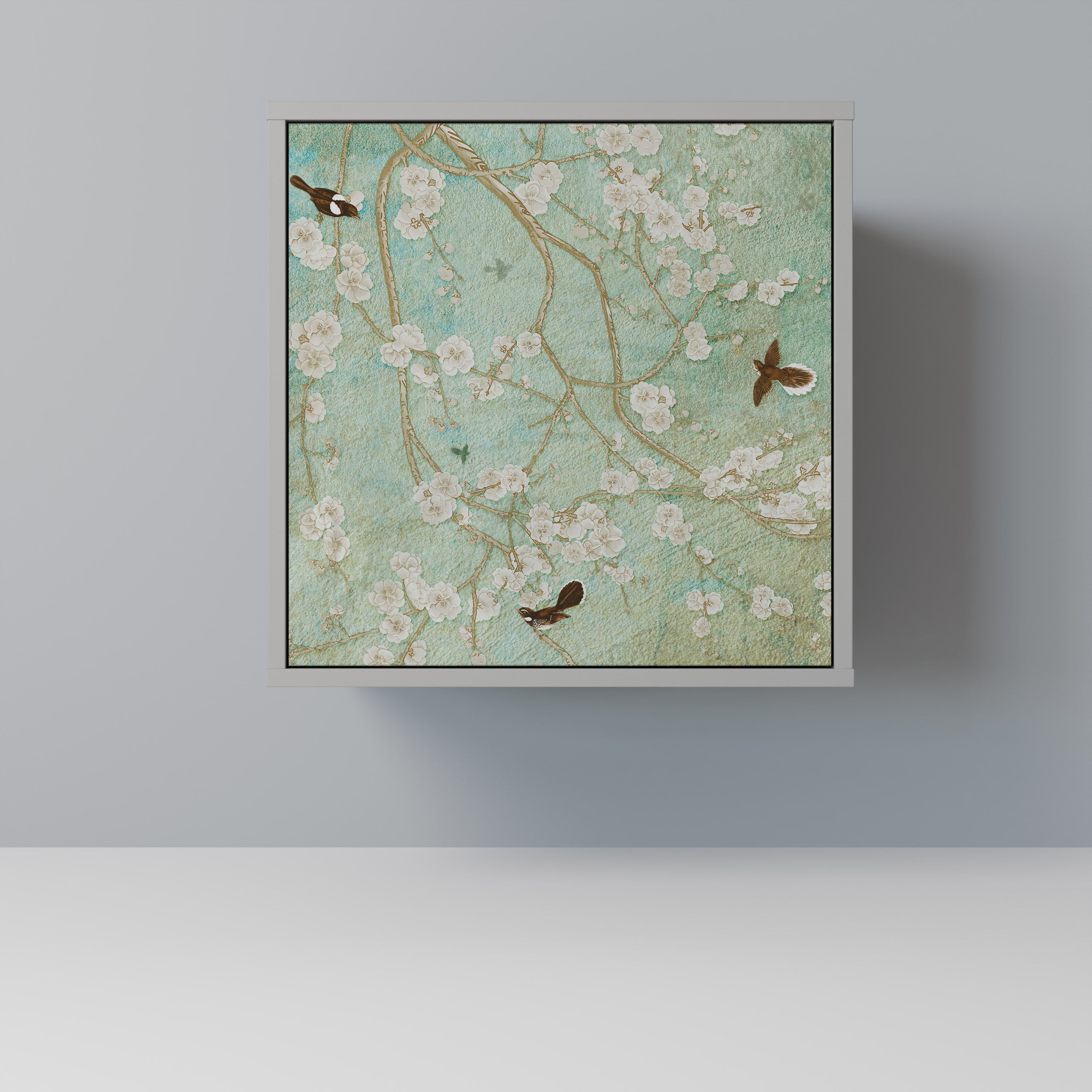 BLOOMING CHARM Aparador de 1 Porta em Acabamento Cinzento