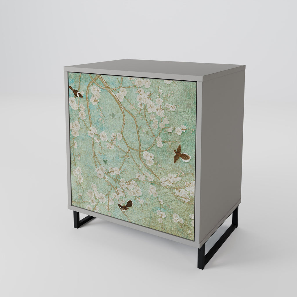 BLOOMING CHARM Aparador de 1 Porta em Acabamento Cinzento