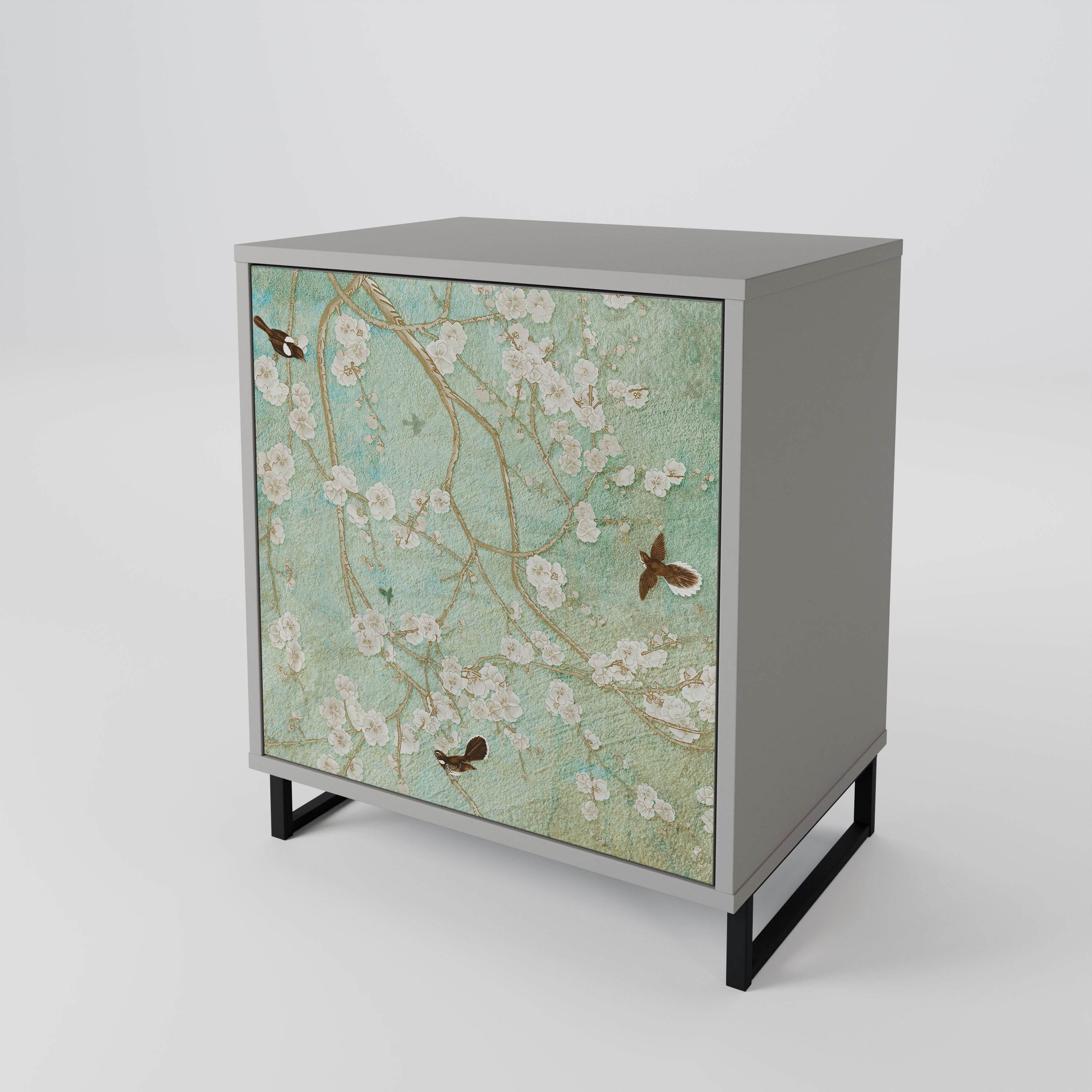 BLOOMING CHARM Aparador de 1 Porta em Acabamento Cinzento