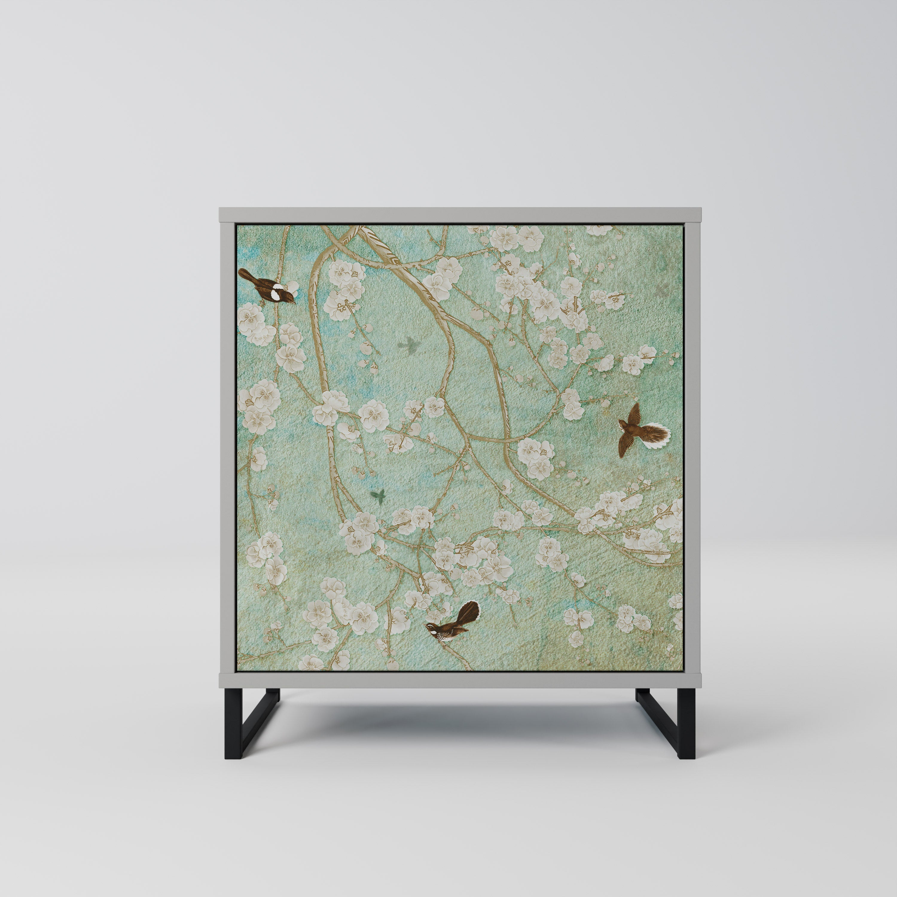 BLOOMING CHARM Aparador de 1 Porta em Acabamento Cinzento