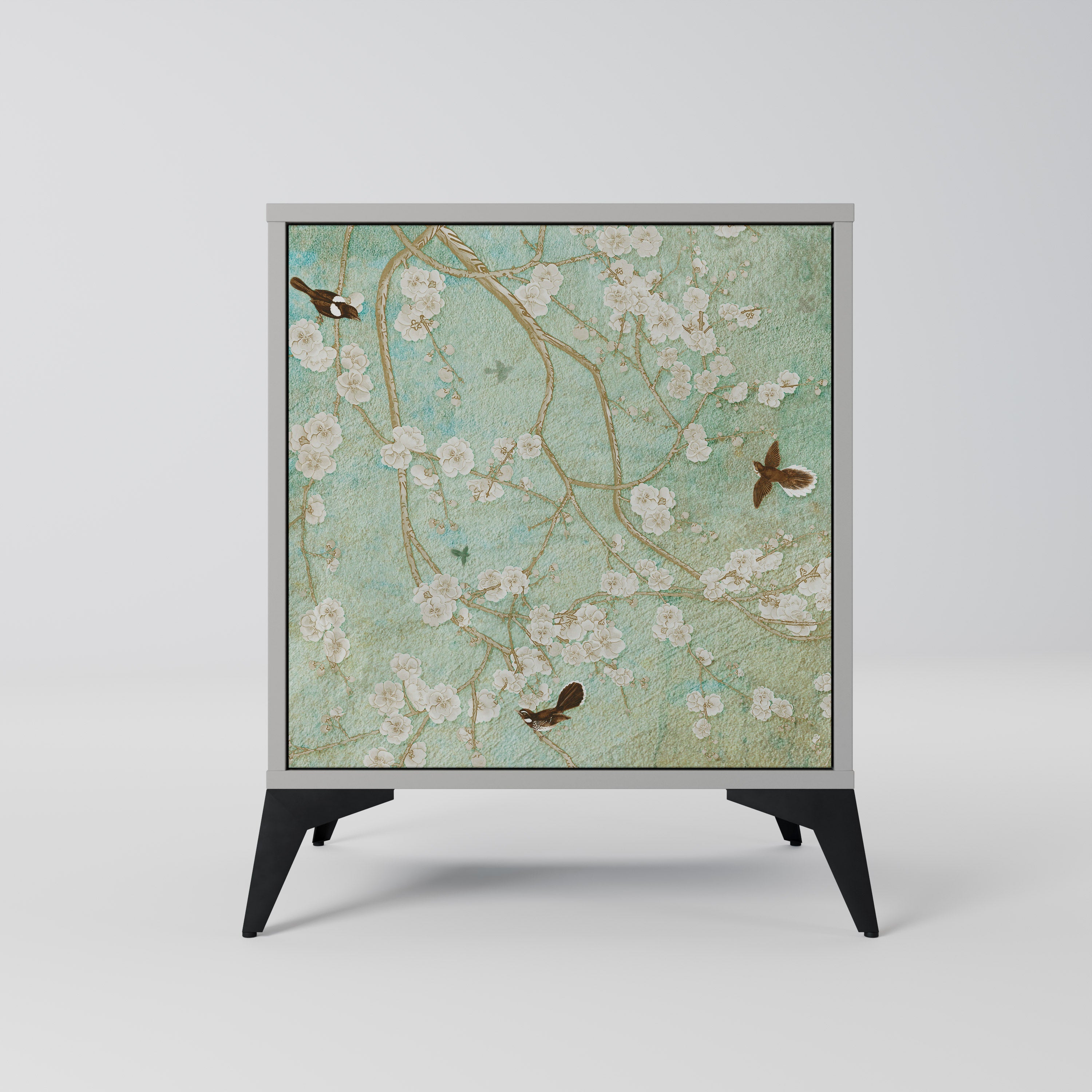 BLOOMING CHARM Aparador de 1 Porta em Acabamento Cinzento