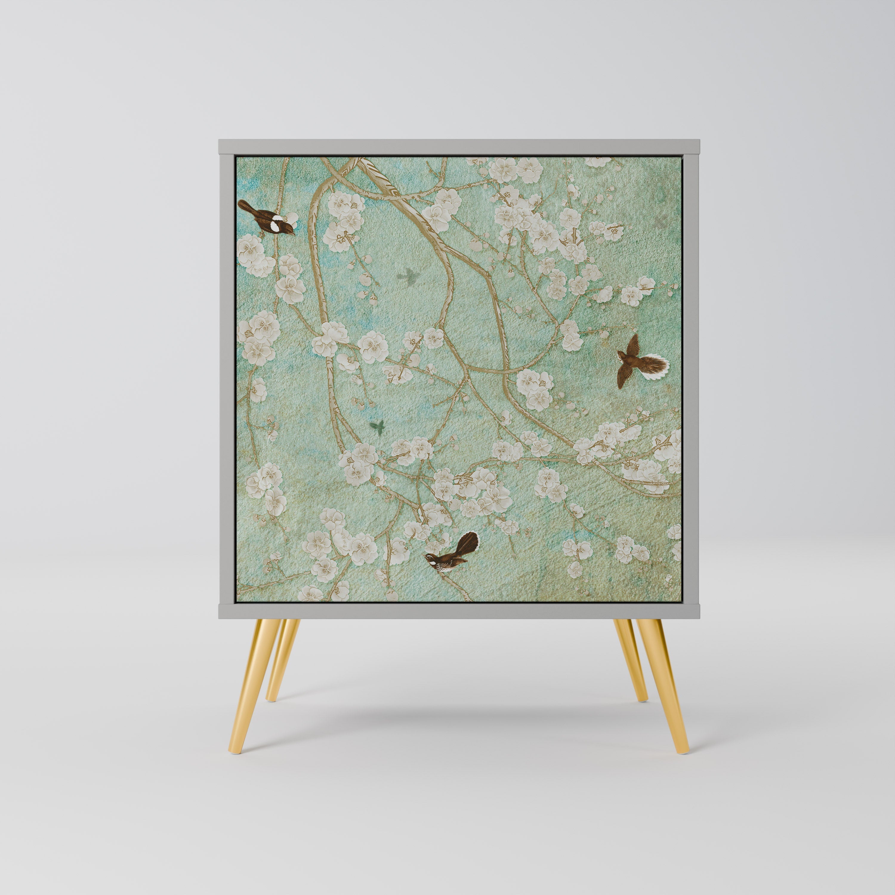 BLOOMING CHARM Aparador de 1 Porta em Acabamento Cinzento