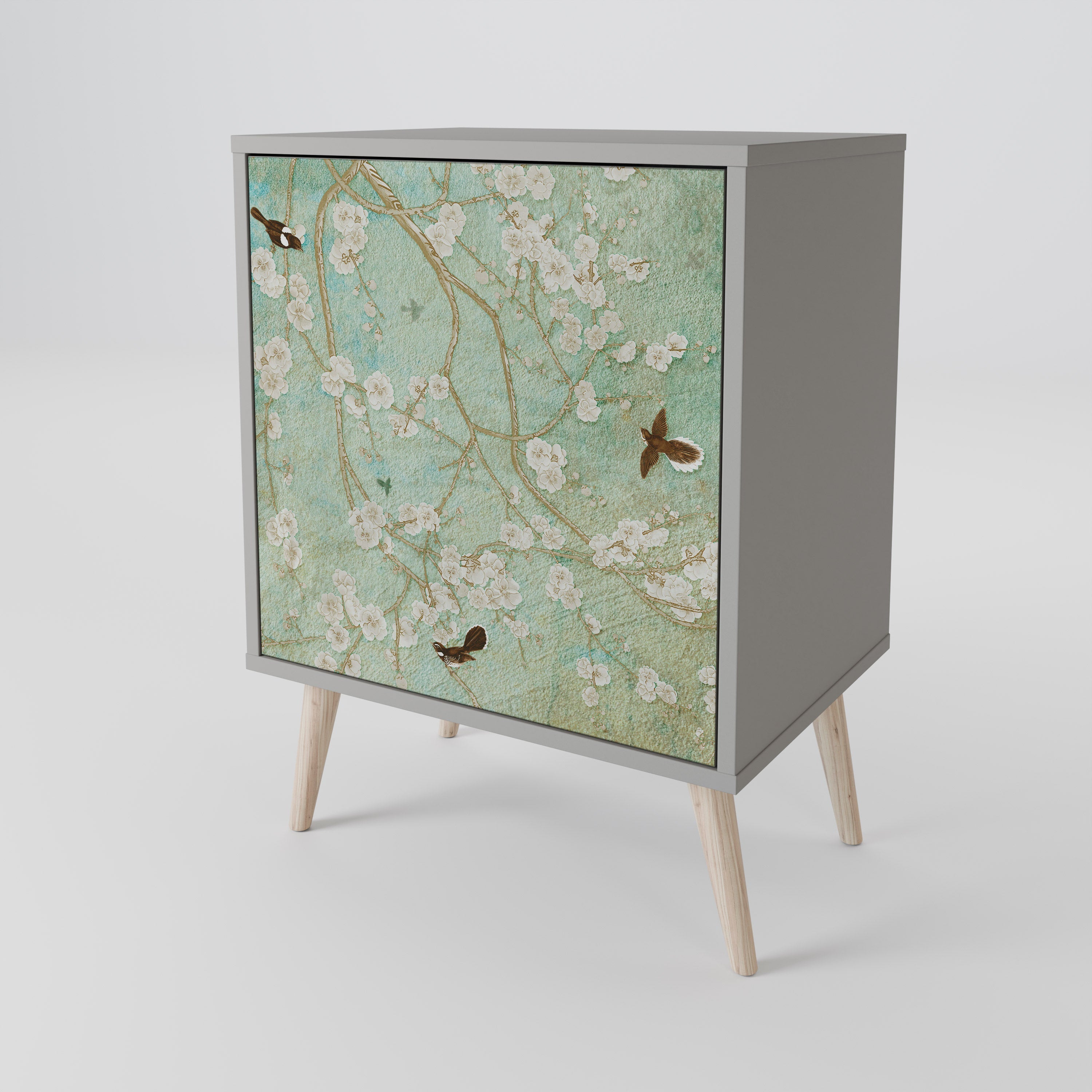 BLOOMING CHARM Aparador de 1 Porta em Acabamento Cinzento