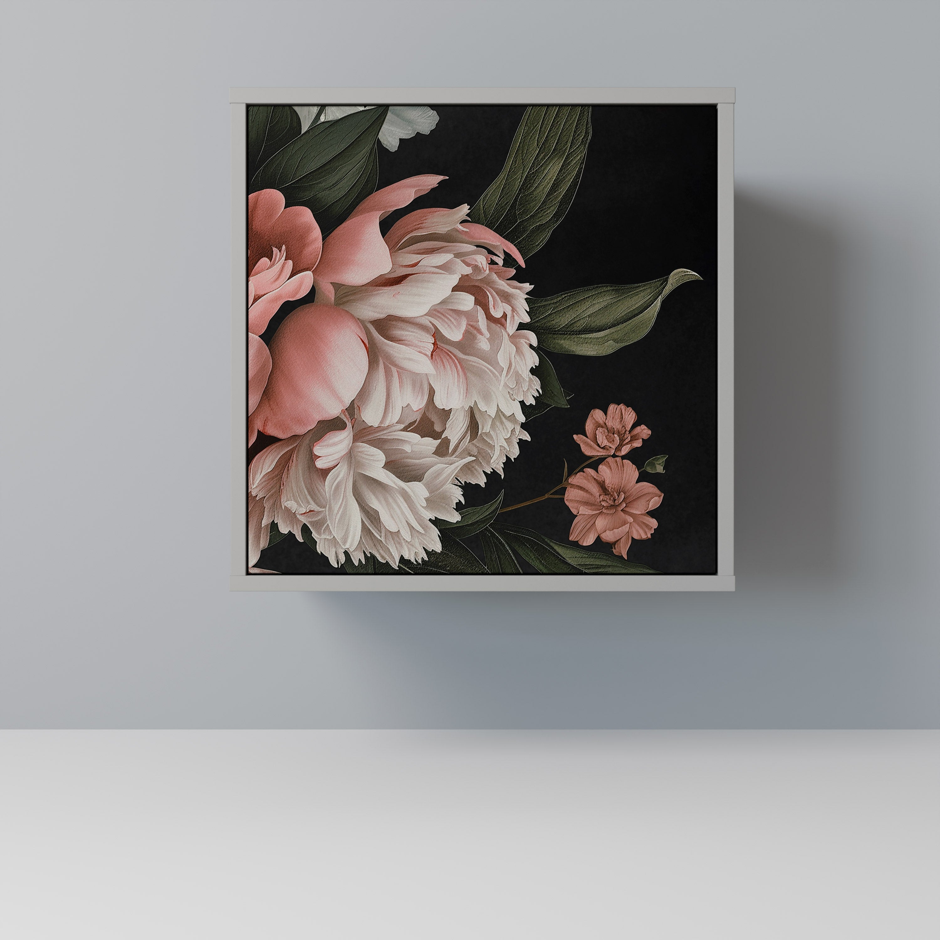 LUSH ELEGANCE 1-Door Sideboard in Grey Finish