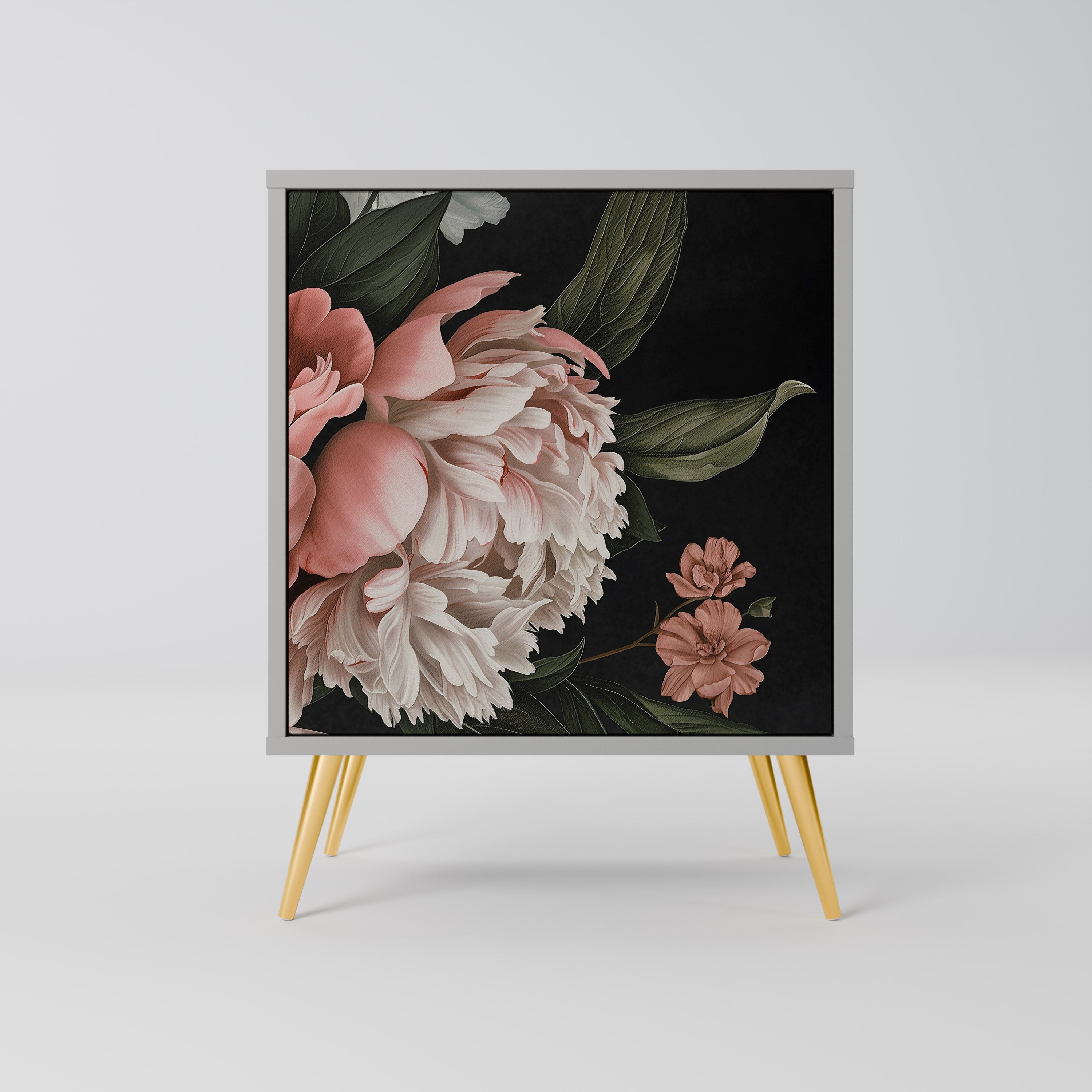 LUSH ELEGANCE 1-Door Sideboard in Grey Finish