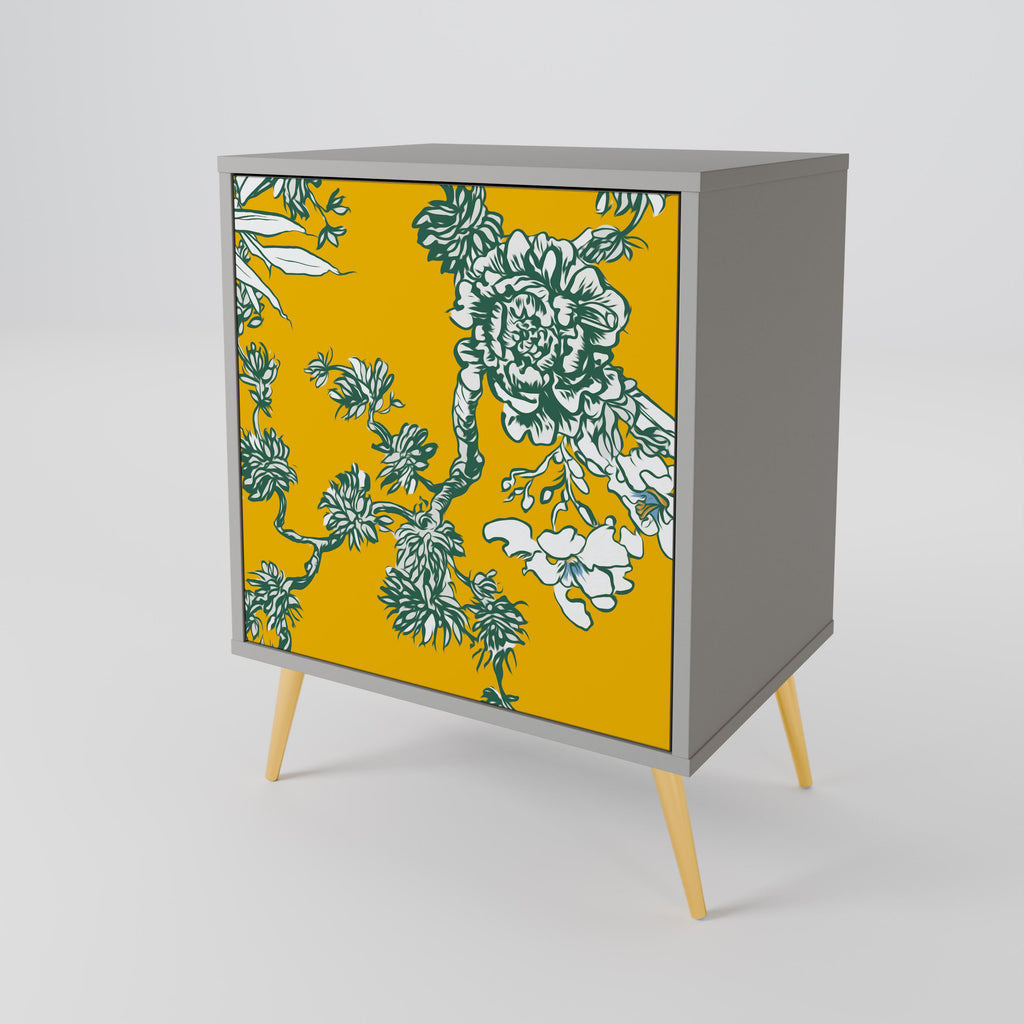 YELLOW CHINOISERIE Aparador de 1 Porta em Acabamento Cinzento