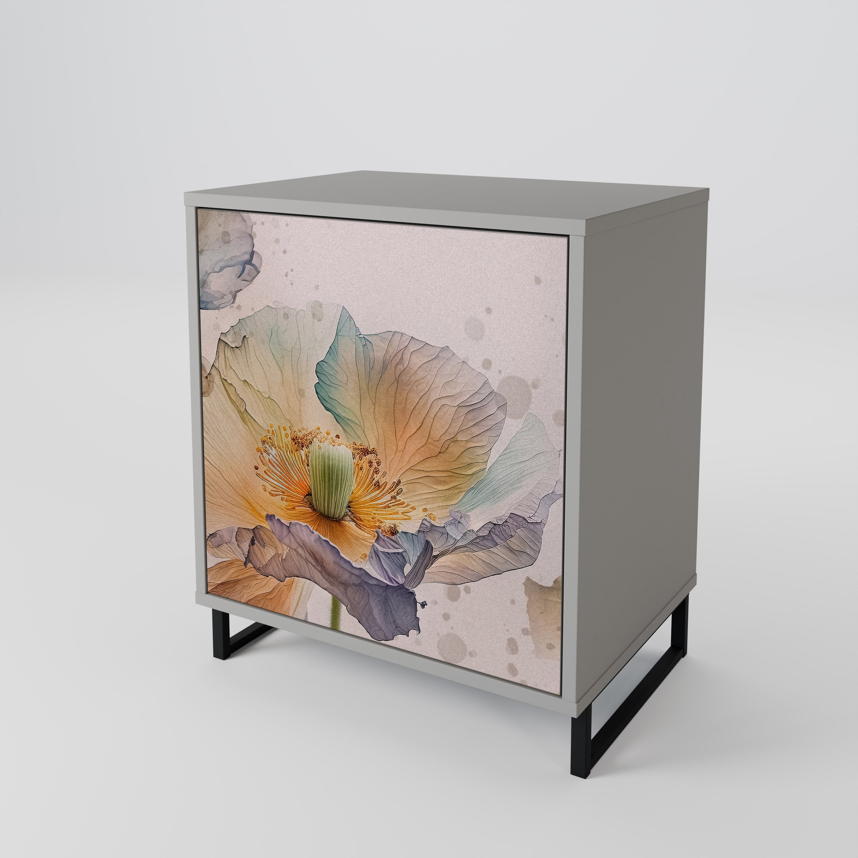 SOFTEN POPPY Aparador de 1 Porta em Acabamento Cinzento