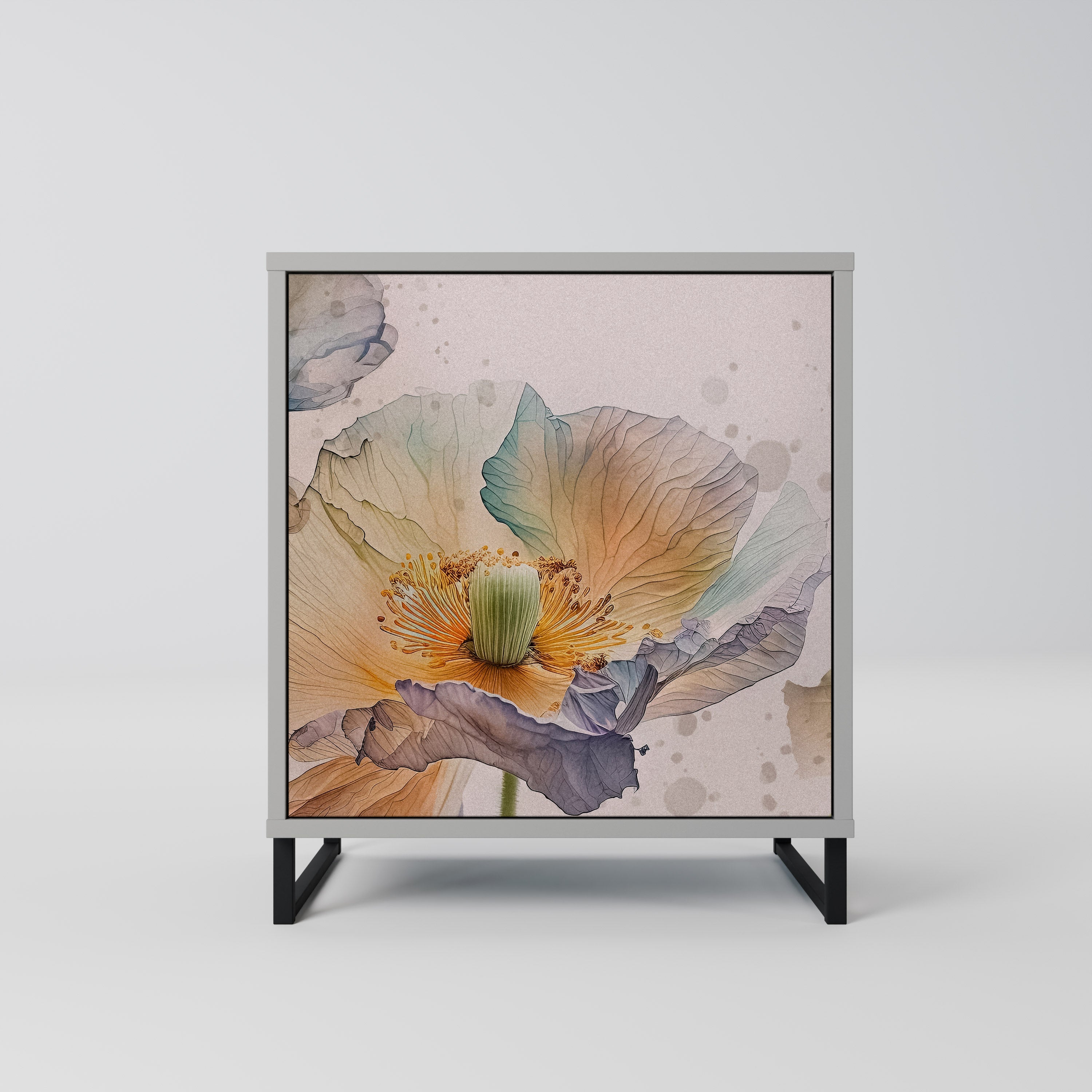 SOFTEN POPPY Aparador de 1 Porta em Acabamento Cinzento