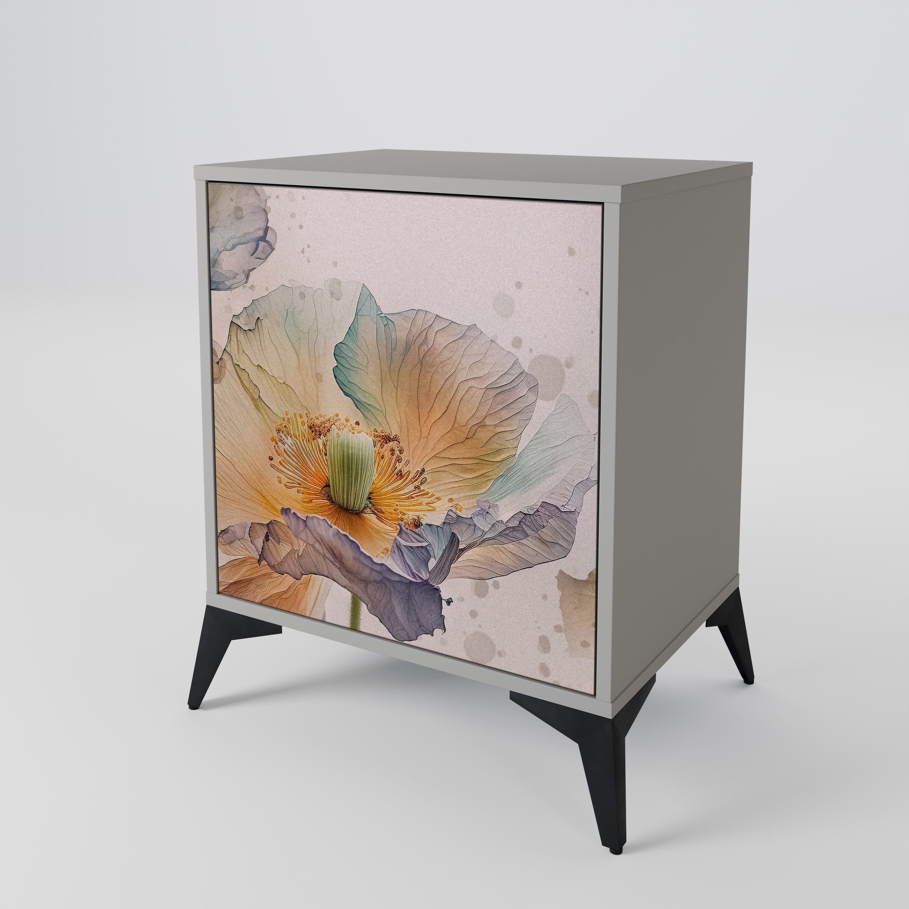 SOFTEN POPPY Aparador de 1 Porta em Acabamento Cinzento