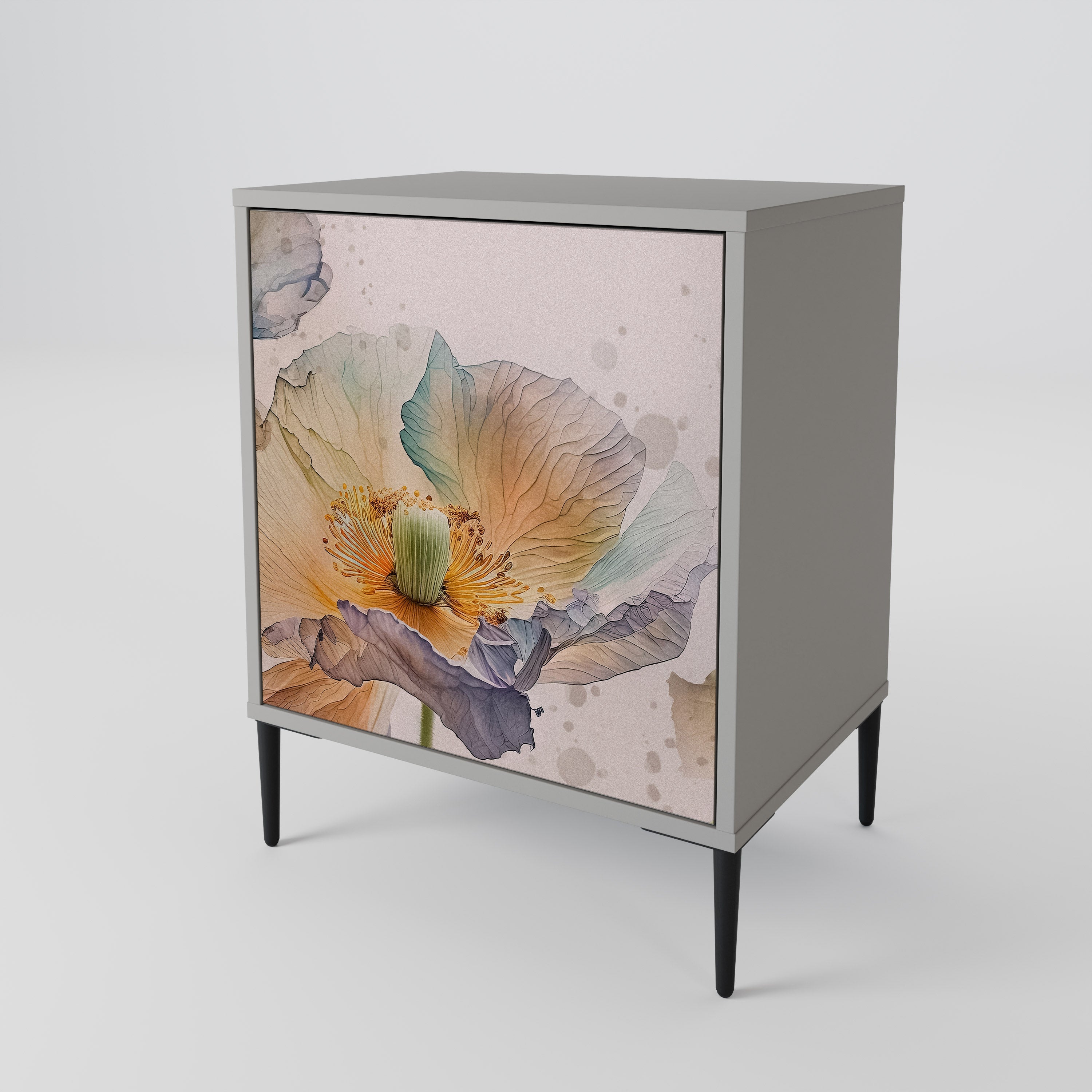 SOFTEN POPPY Aparador de 1 Porta em Acabamento Cinzento