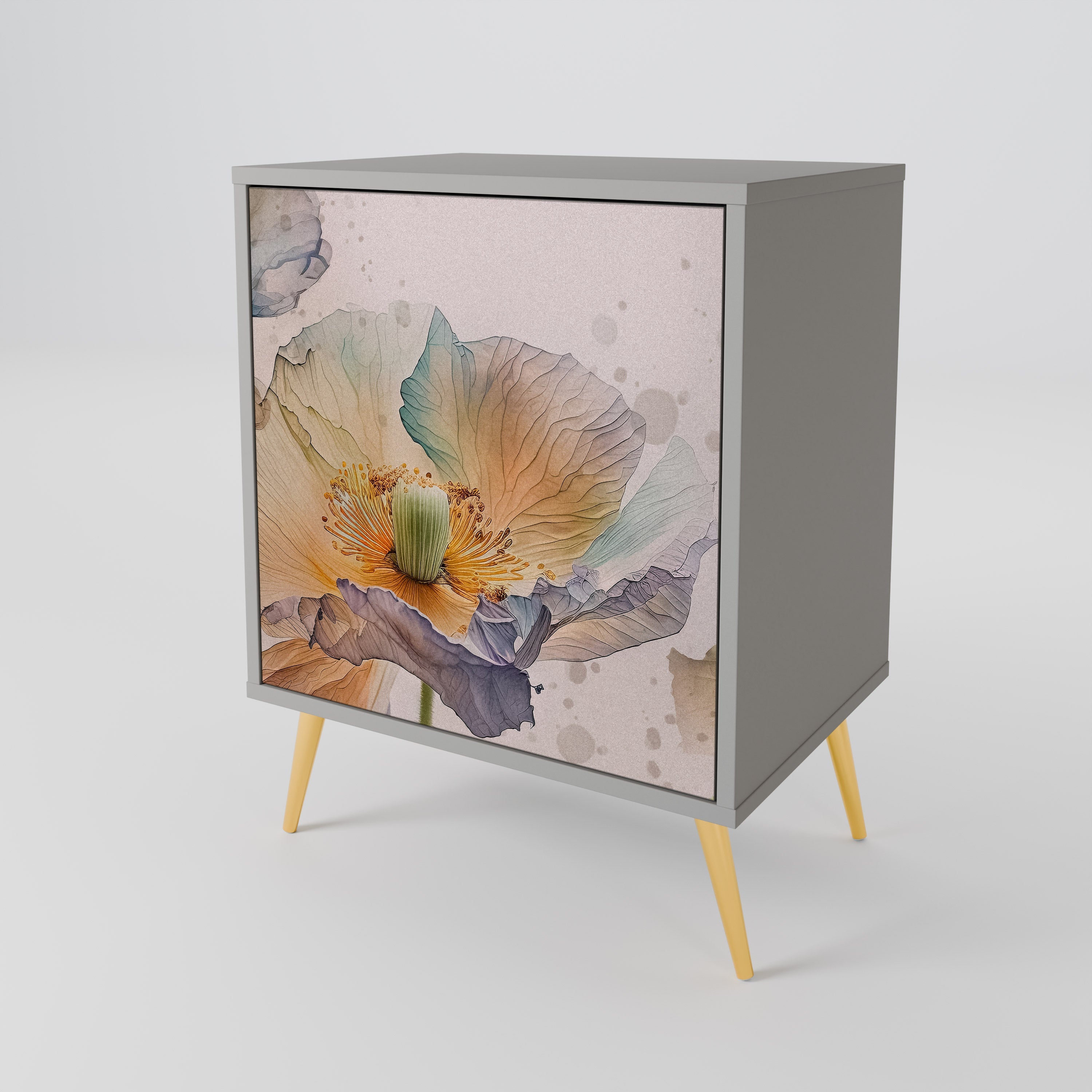 SOFTEN POPPY Aparador de 1 Porta em Acabamento Cinzento