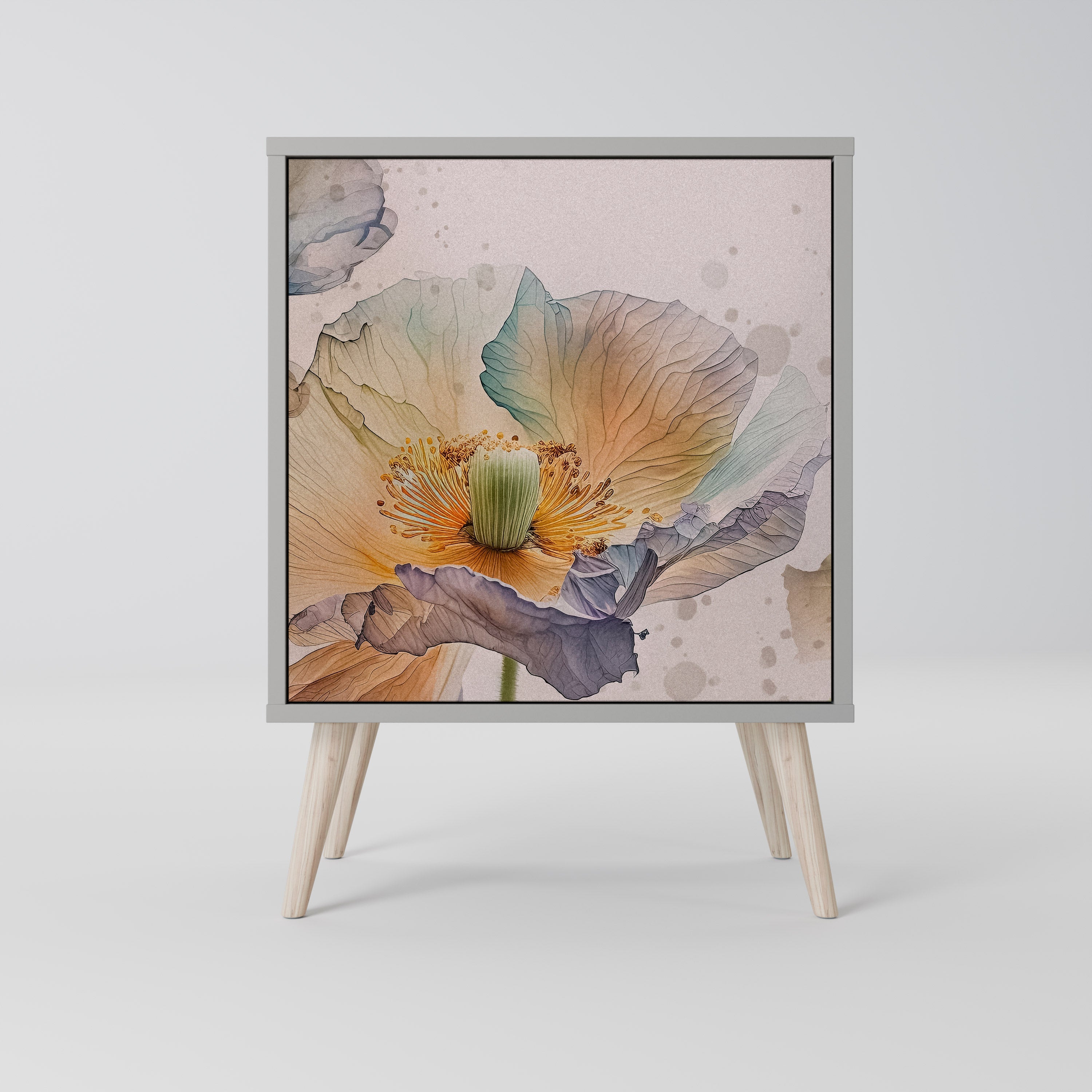 SOFTEN POPPY Aparador de 1 Porta em Acabamento Cinzento