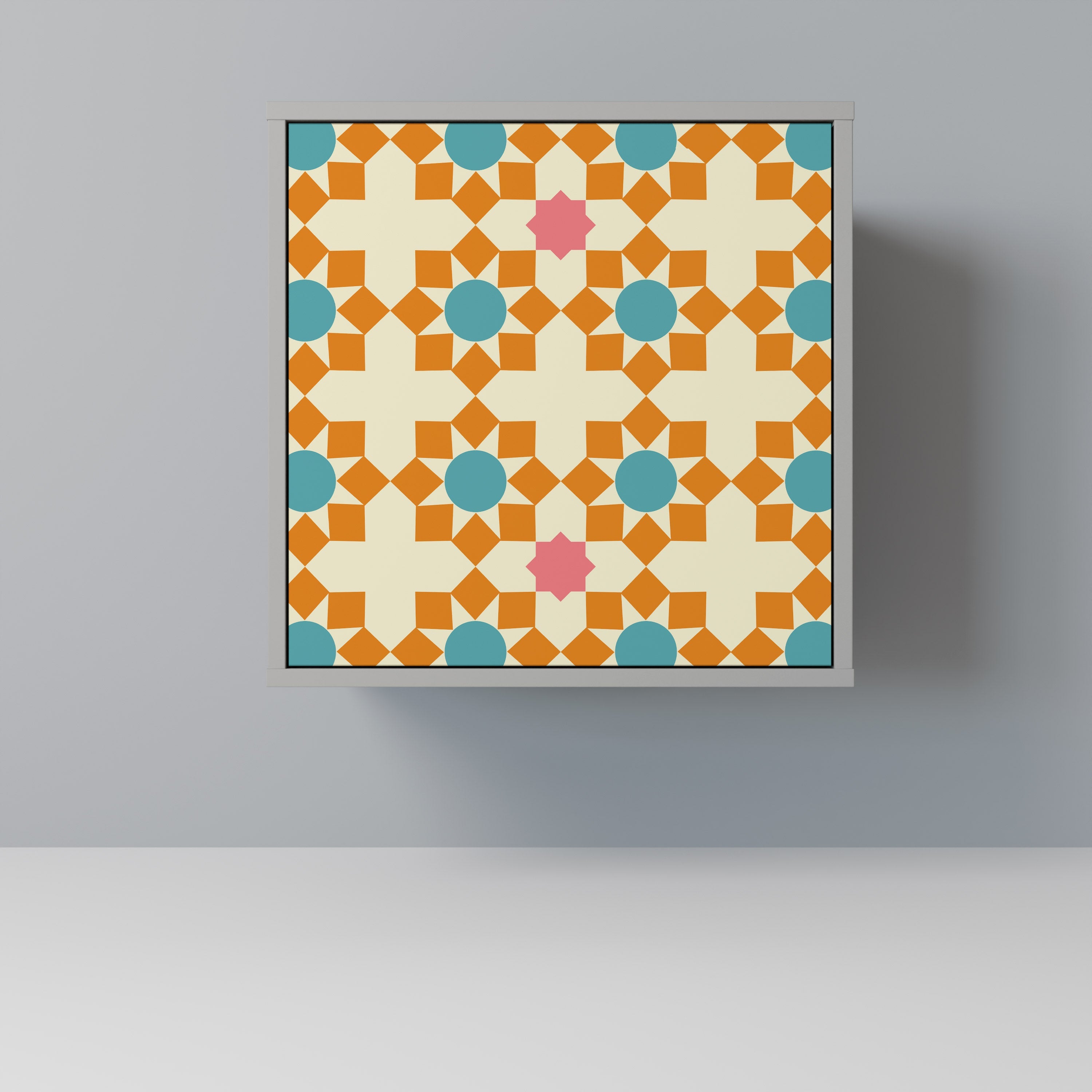 FLORAL DECOR 1-Door Sideboard in Grey Finish