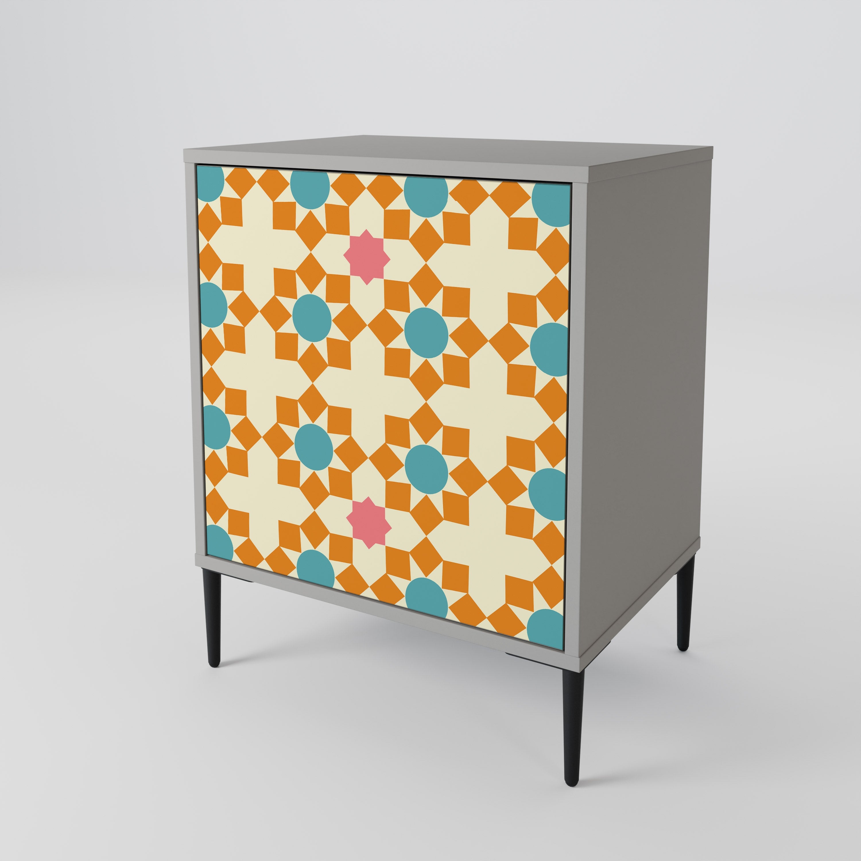 FLORAL DECOR 1-Door Sideboard in Grey Finish