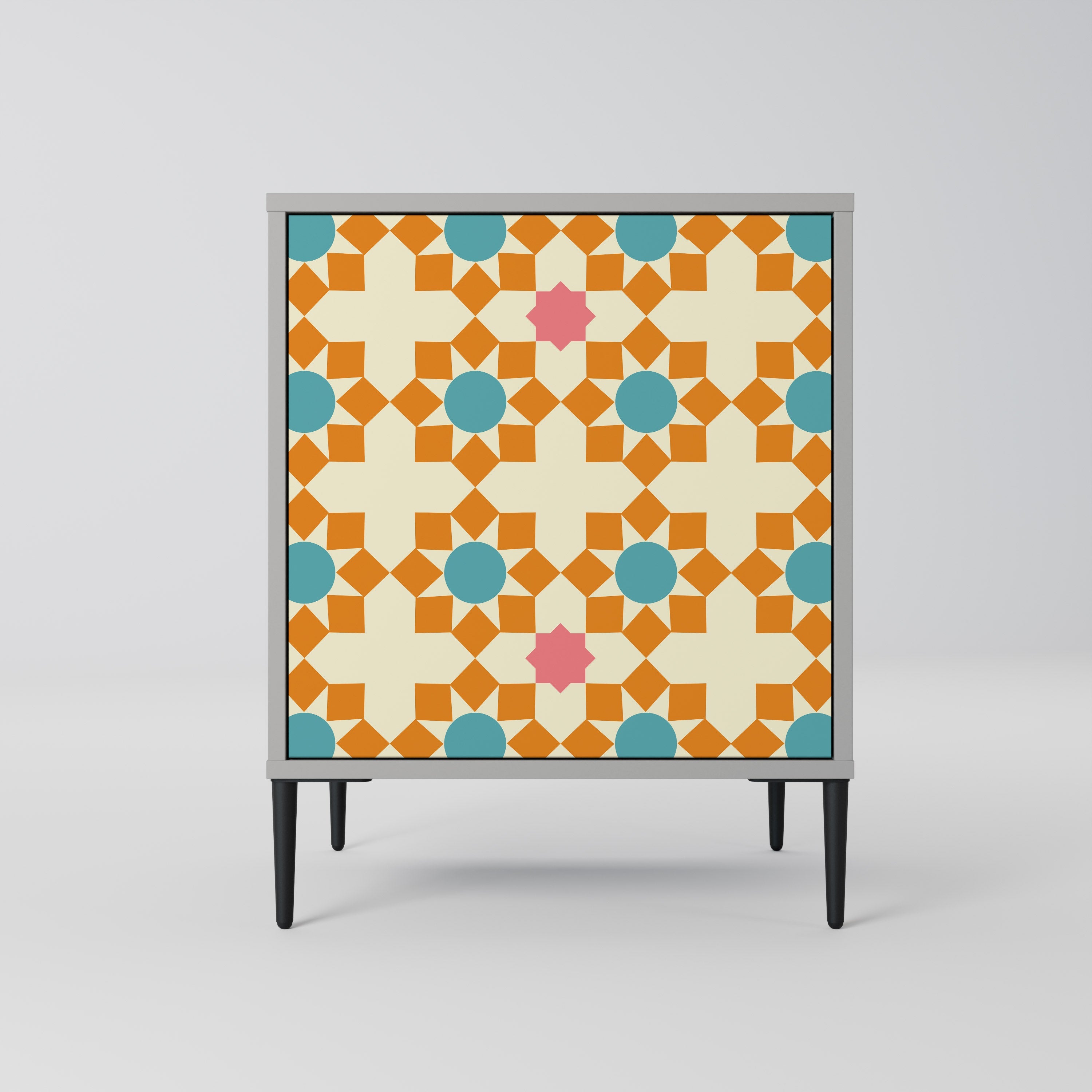 FLORAL DECOR 1-Door Sideboard in Grey Finish