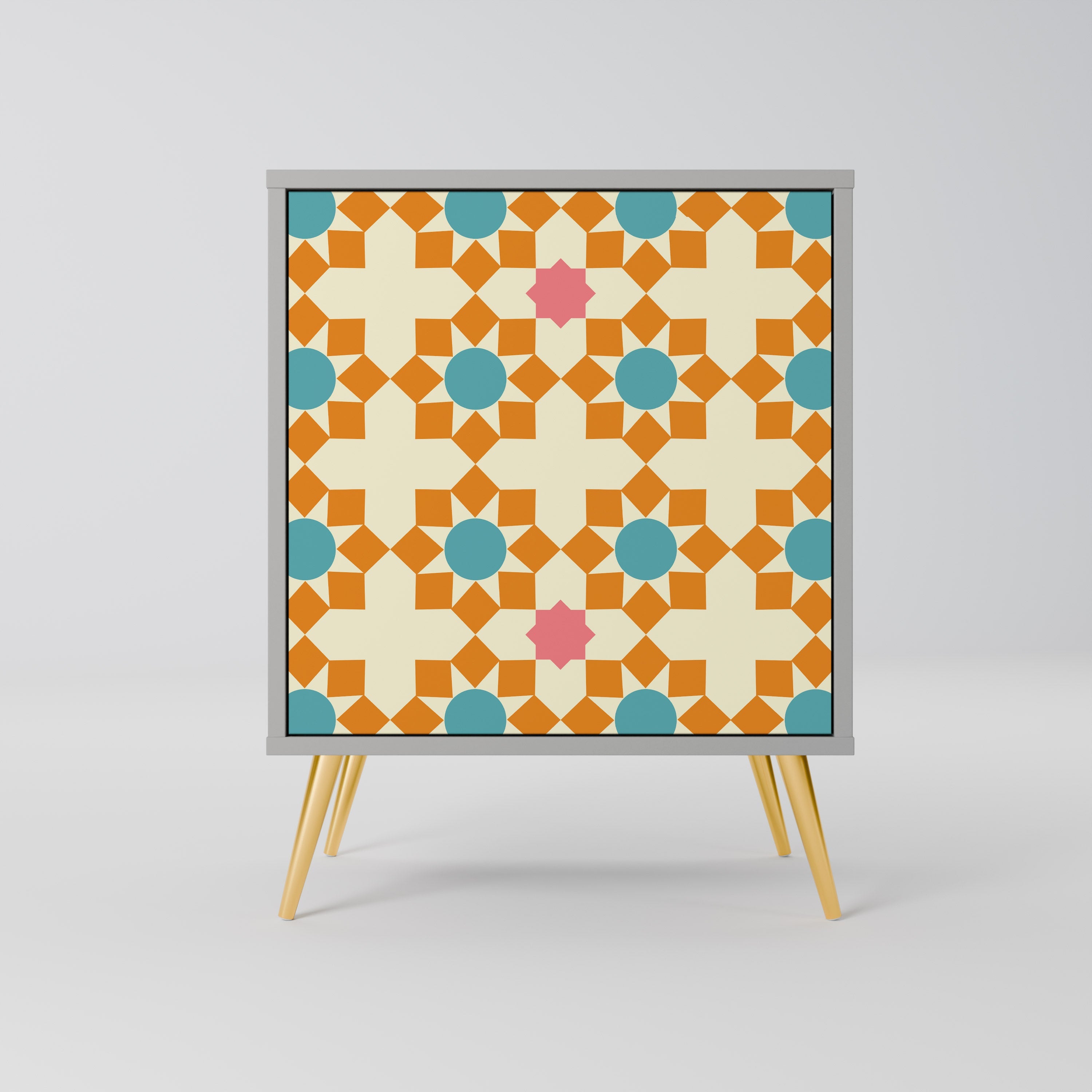 FLORAL DECOR 1-Door Sideboard in Grey Finish