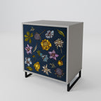 FLOWERS ON NAVY BLUE 1-Door Sideboard in Grey Finish