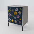 FLOWERS ON NAVY BLUE 1-Door Sideboard in Grey Finish
