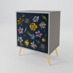 FLOWERS ON NAVY BLUE 1-Door Sideboard in Grey Finish