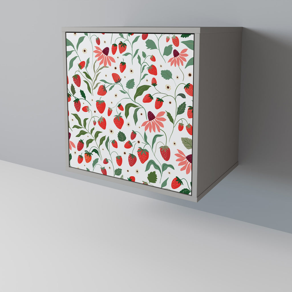 FLOWERS AND STRAWBERRIES 1-Door Sideboard in Grey Finish