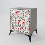 FLOWERS AND STRAWBERRIES 1-Door Sideboard in Grey Finish