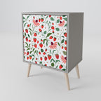 FLOWERS AND STRAWBERRIES 1-Door Sideboard in Grey Finish