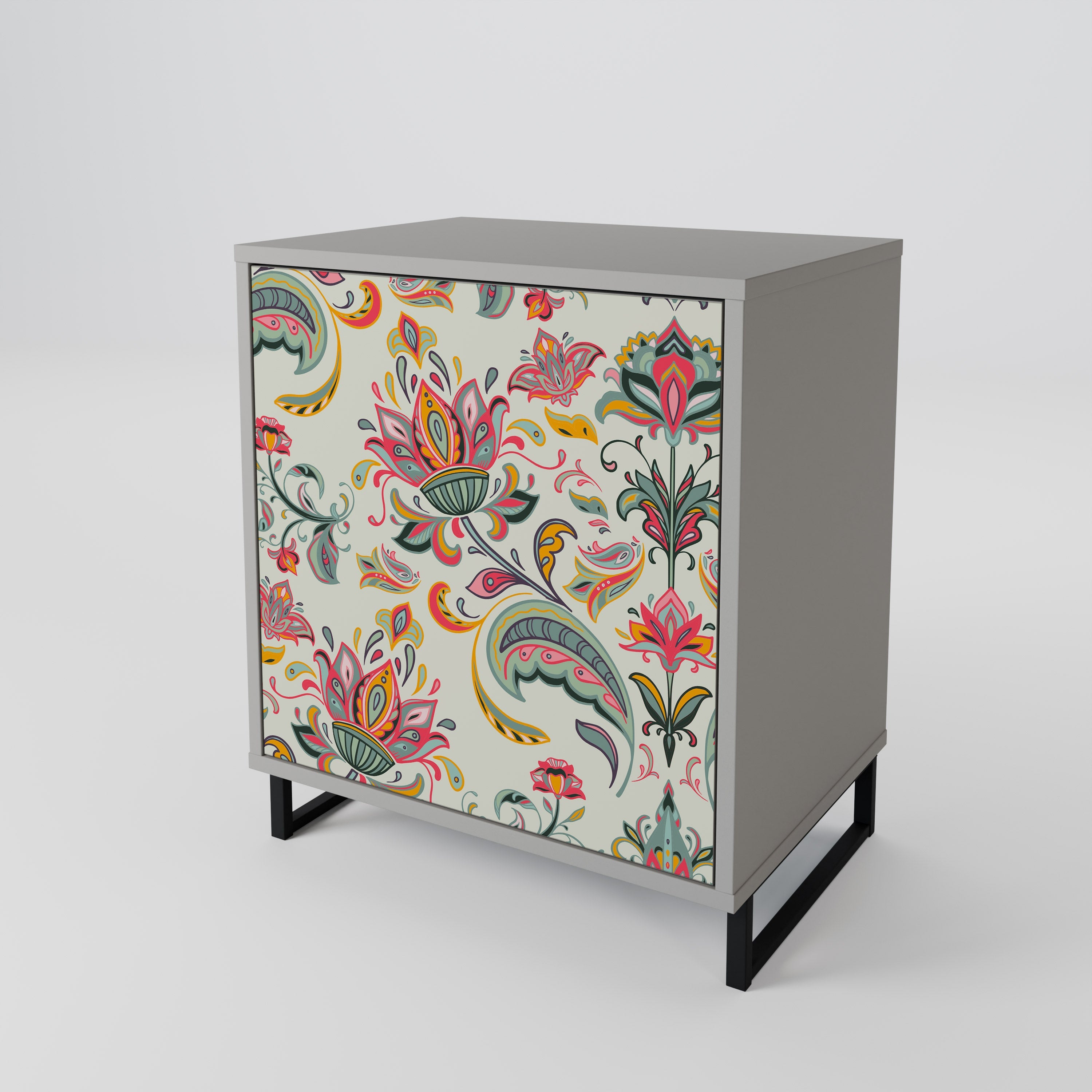 ORGANIC FOLKLORE 1-Door Sideboard in Grey Finish
