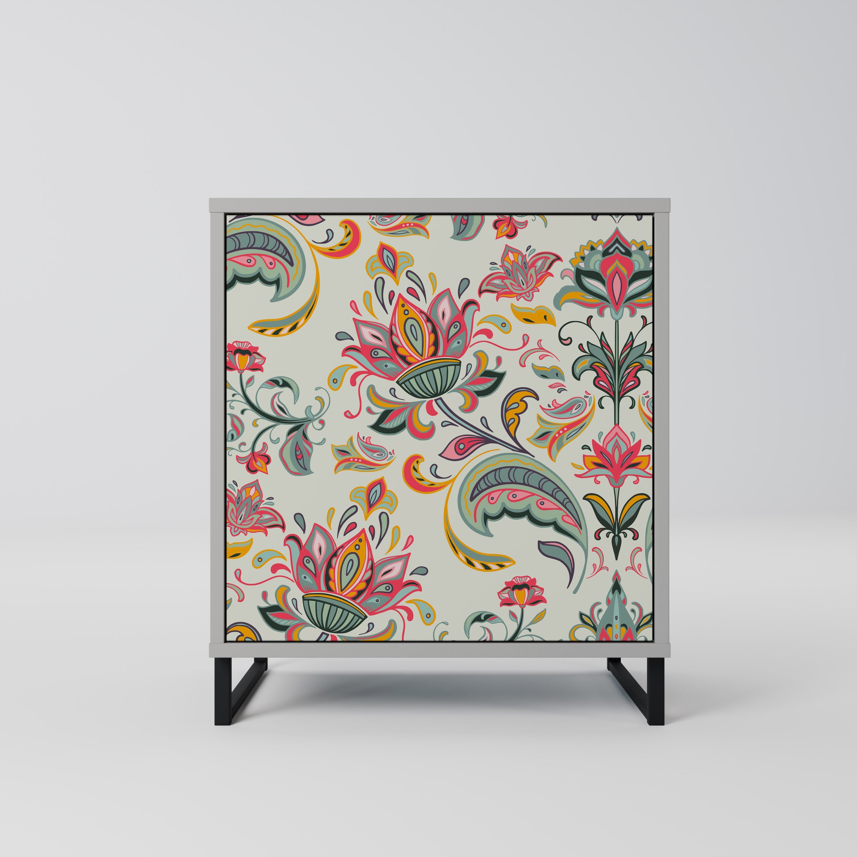 ORGANIC FOLKLORE Aparador de 1 Porta em Acabamento Cinzento