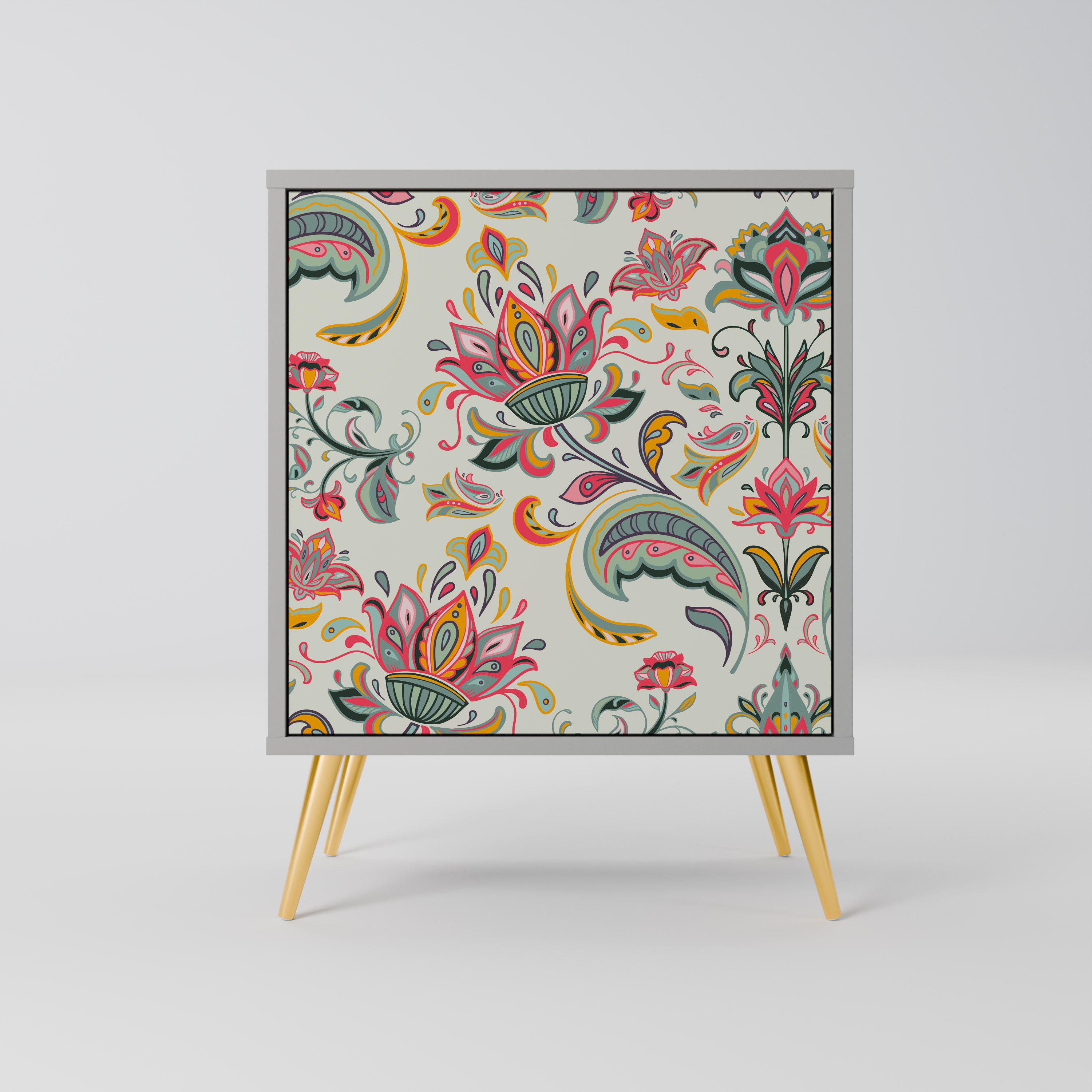 ORGANIC FOLKLORE Aparador de 1 Porta em Acabamento Cinzento