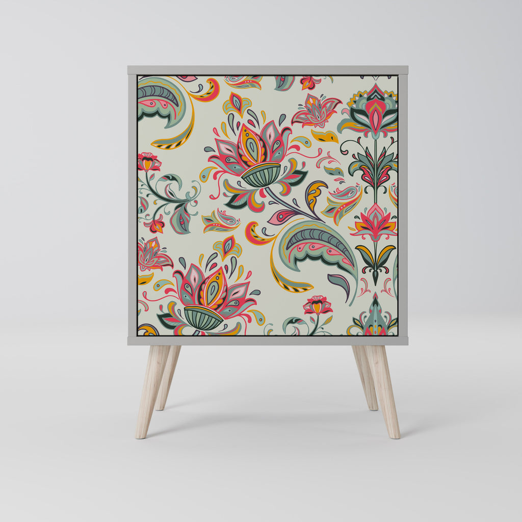 ORGANIC FOLKLORE 1-Door Sideboard in Grey Finish